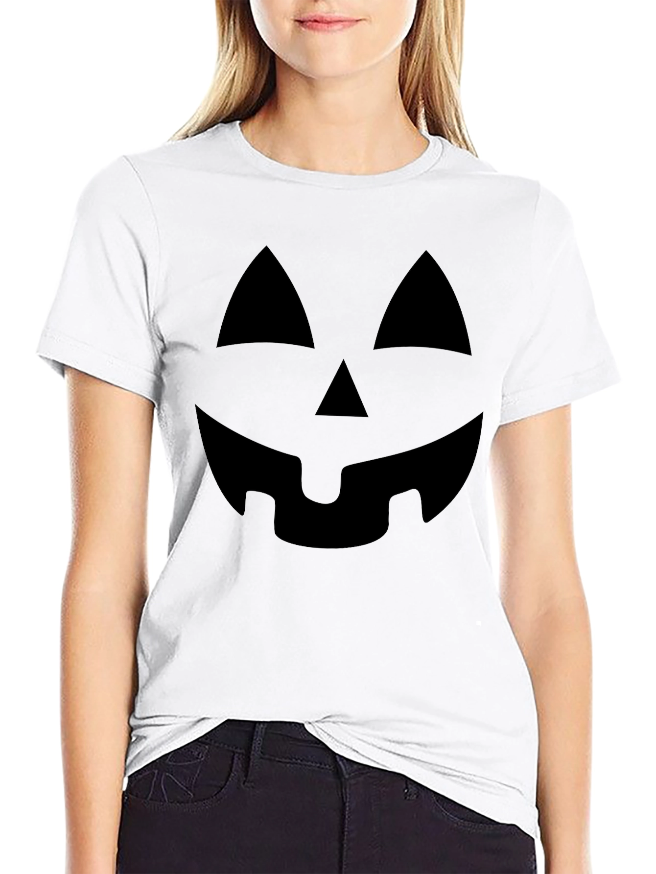 Halloween Pumpkin Face Black T-Shirt