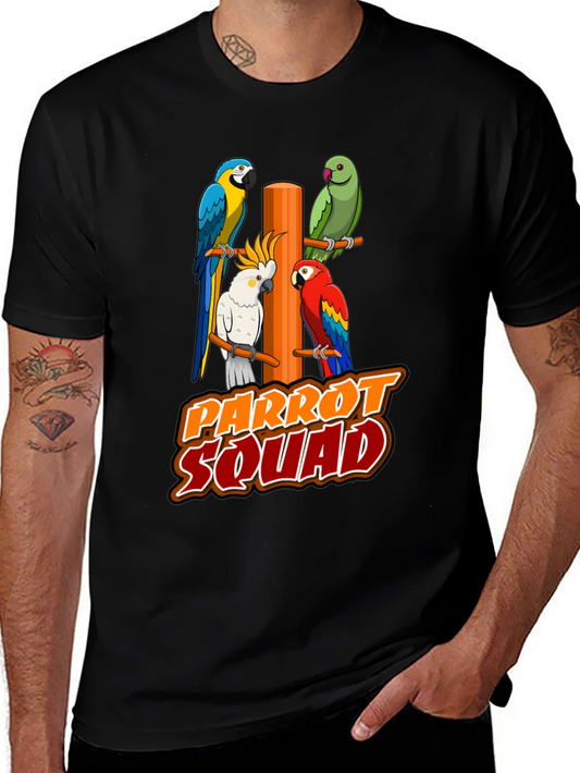 Parrot Squad T-Shirt - Colorful Bird Graphic Tee