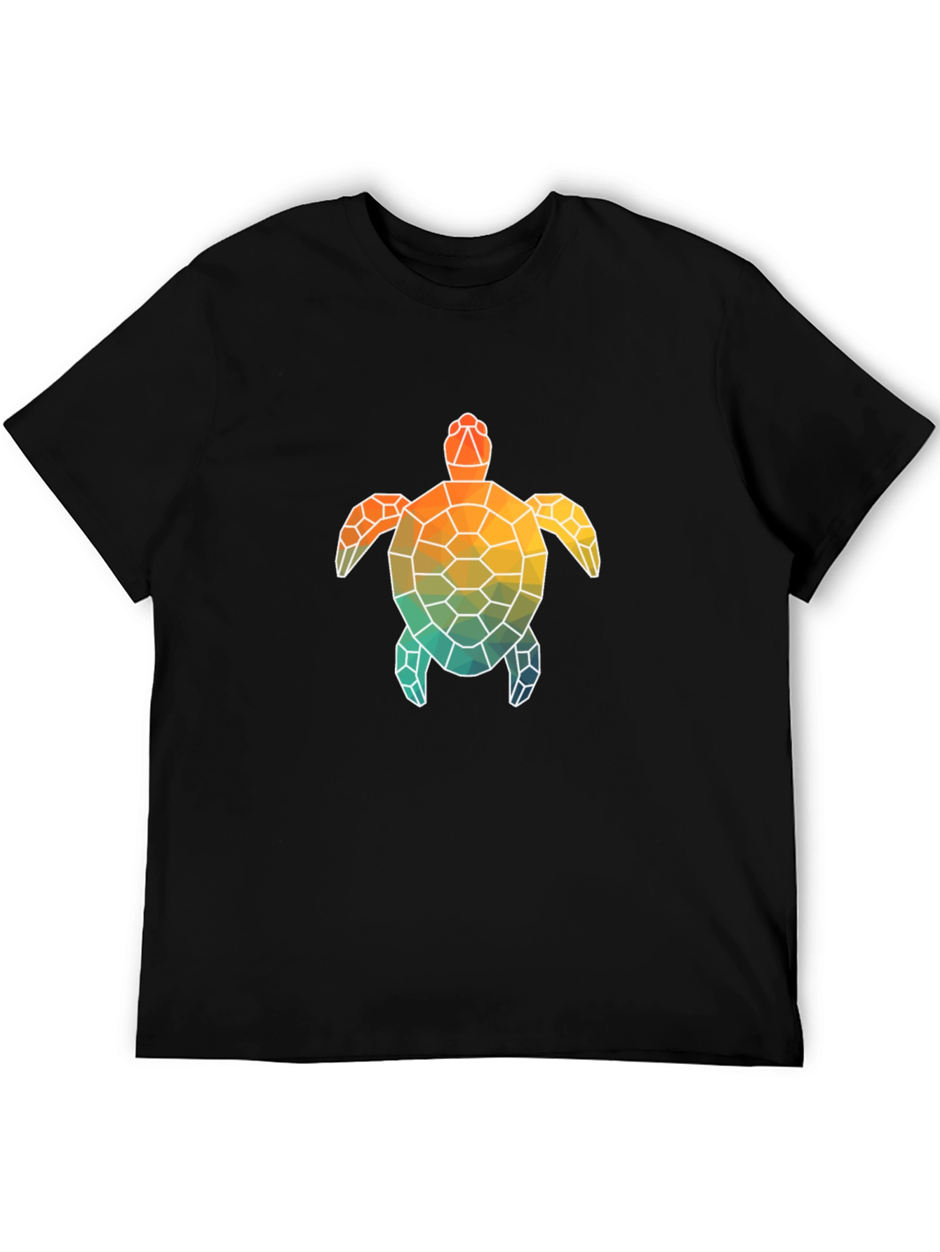 Geometric Turtle Graphic Tee - Black