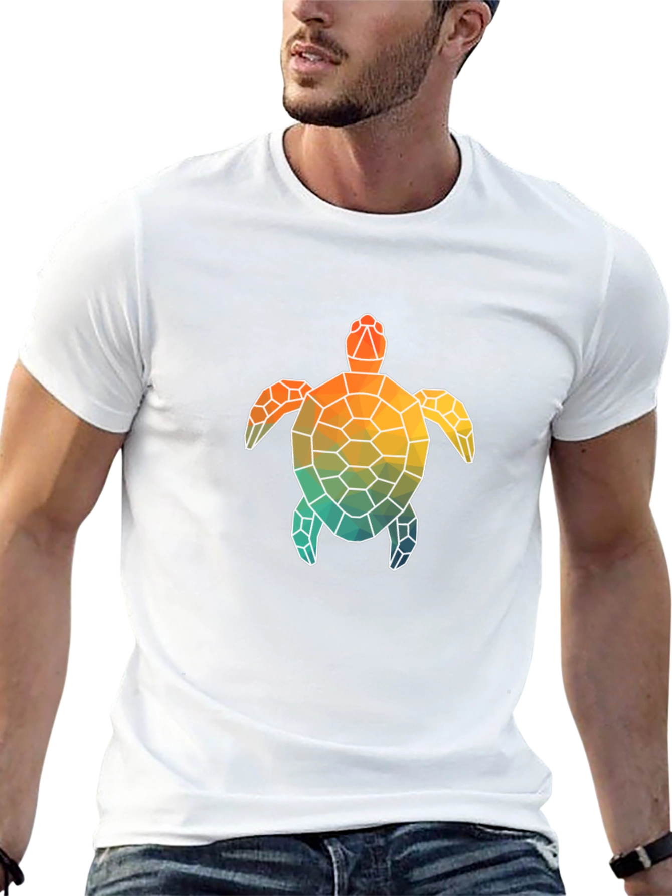 Geometric Turtle Graphic Tee - Black
