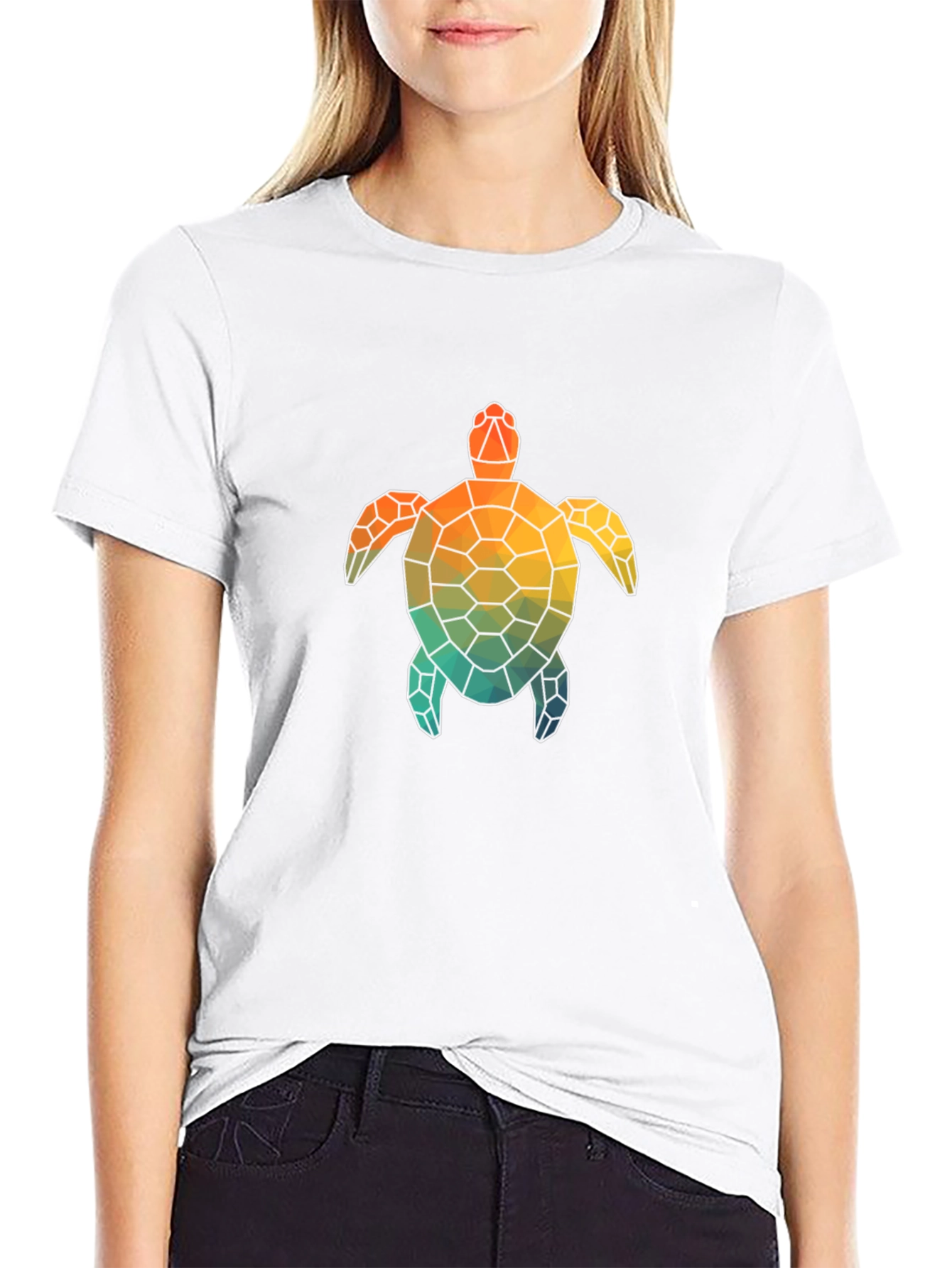 Geometric Turtle Graphic Tee - Black