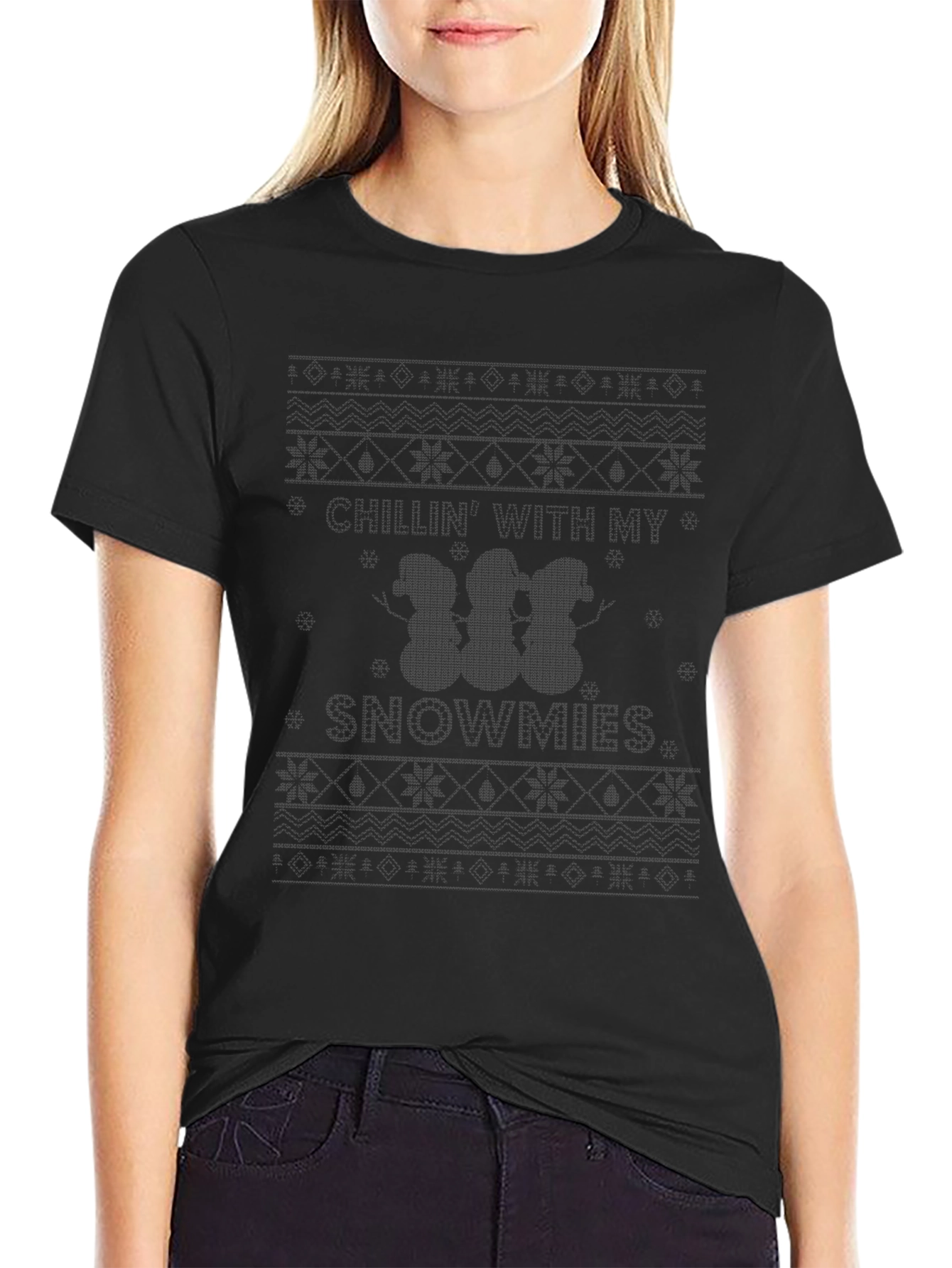 Chillin With My Snowmies Black Holiday T-Shirt