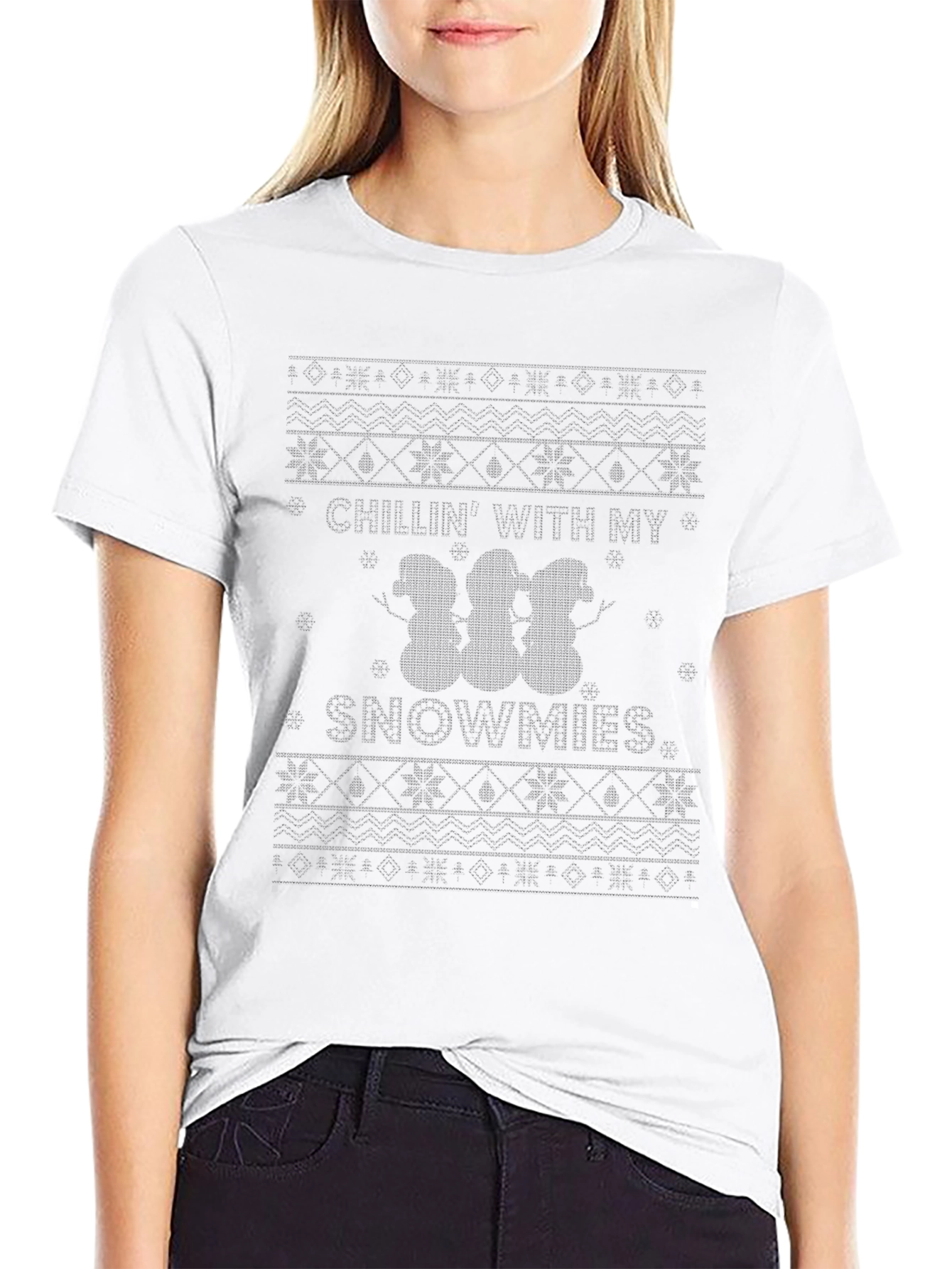 Chillin With My Snowmies Black Holiday T-Shirt