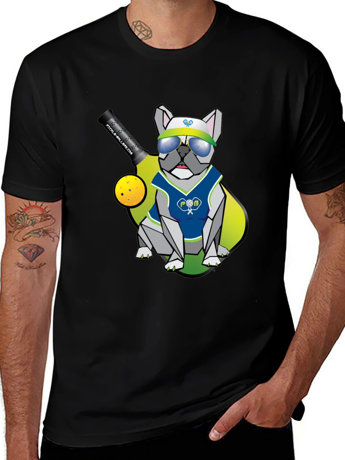 Pickleball Bulldog T-Shirt - Cool Doggy Design