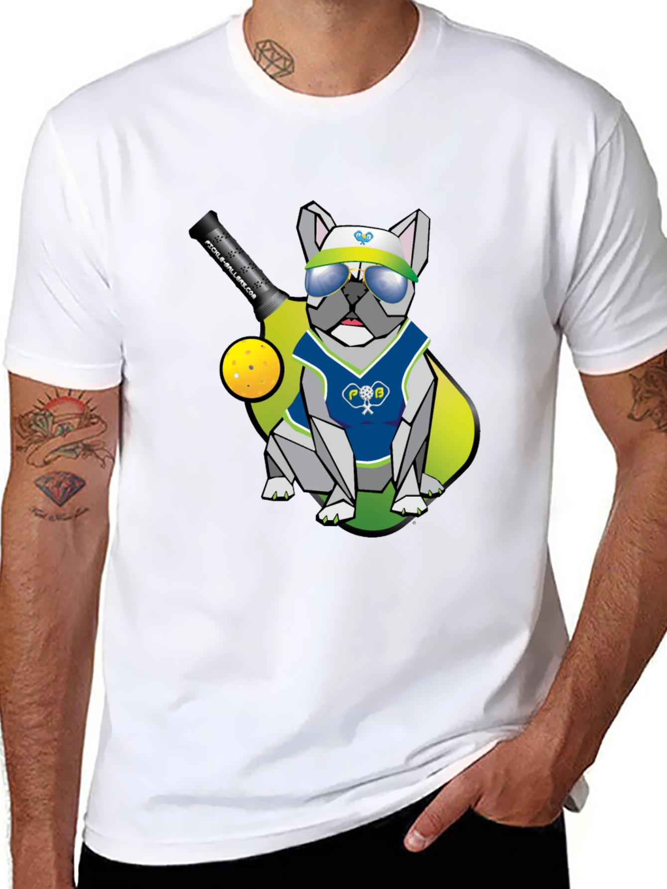 Pickleball Bulldog T-Shirt - Cool Doggy Design