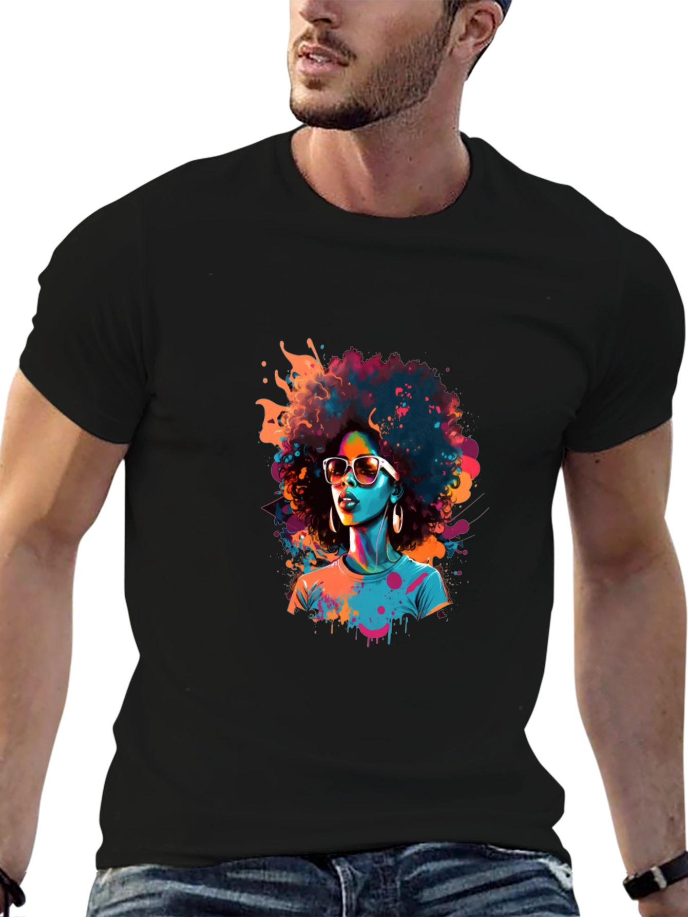 Afro Pop Art Black T-Shirt