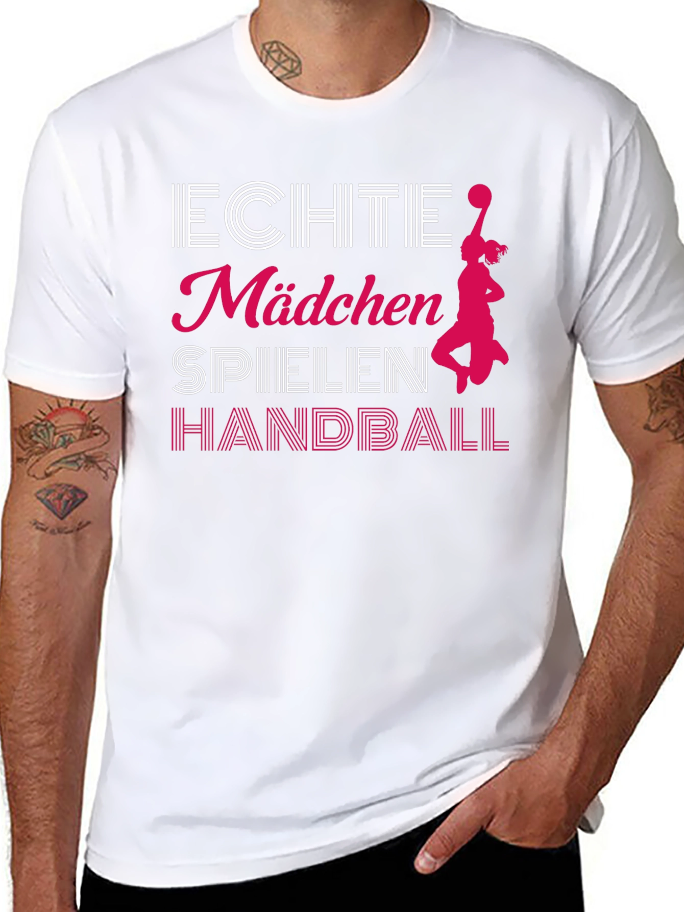 Echte Mädchen Handball Black T-Shirt