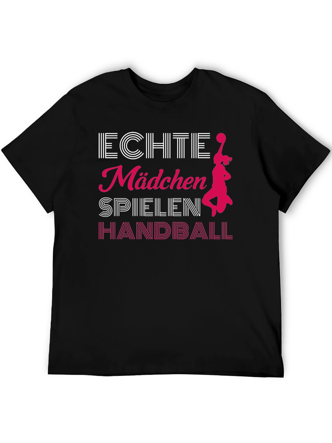 Echte Mädchen Handball Black T-Shirt
