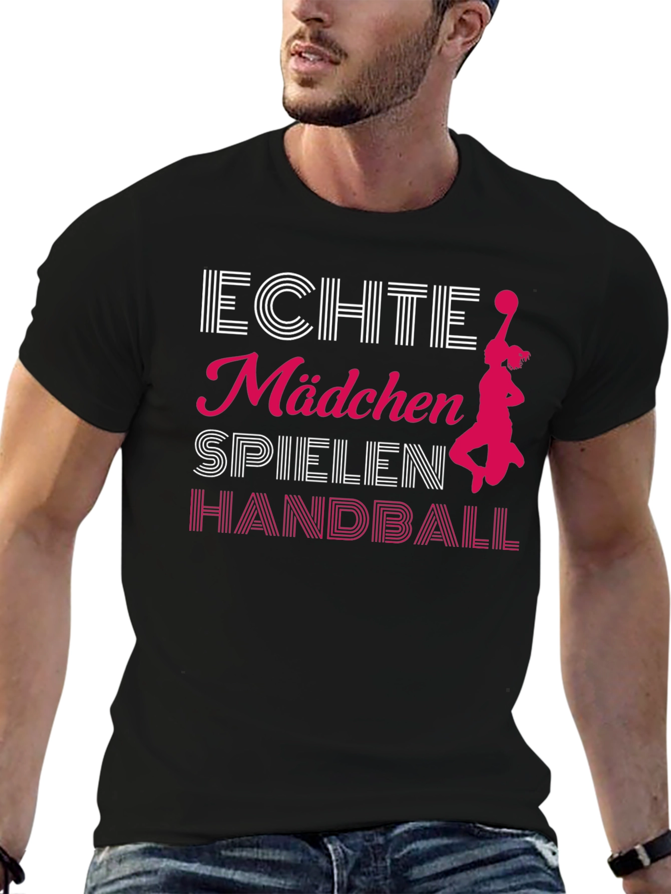 Echte Mädchen Handball Black T-Shirt