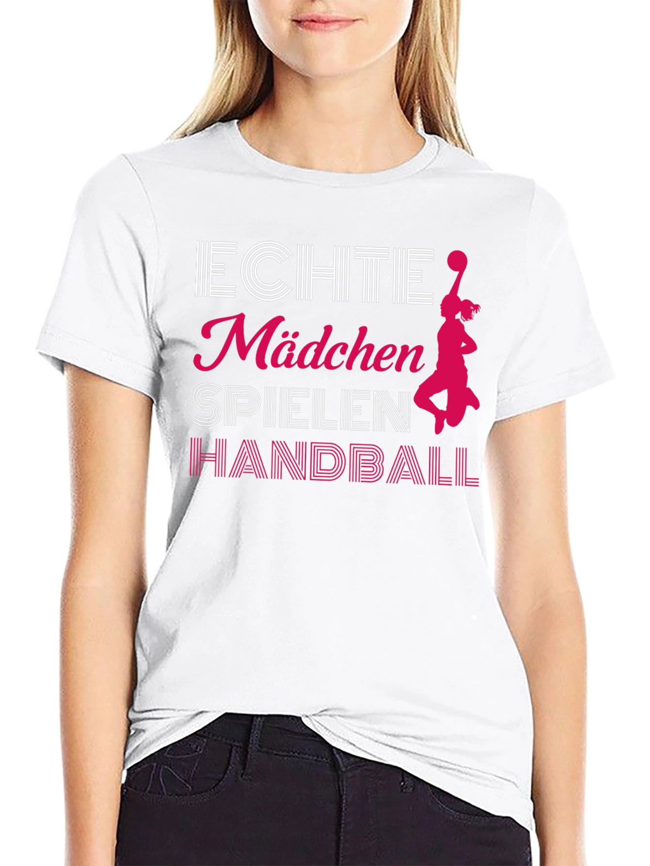 Echte Mädchen Handball Black T-Shirt