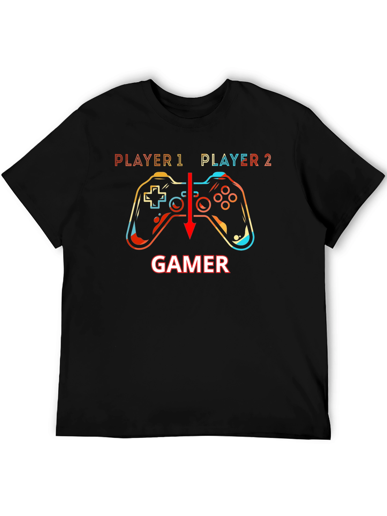 Player 1 & 2 Gamer Black T-Shirt