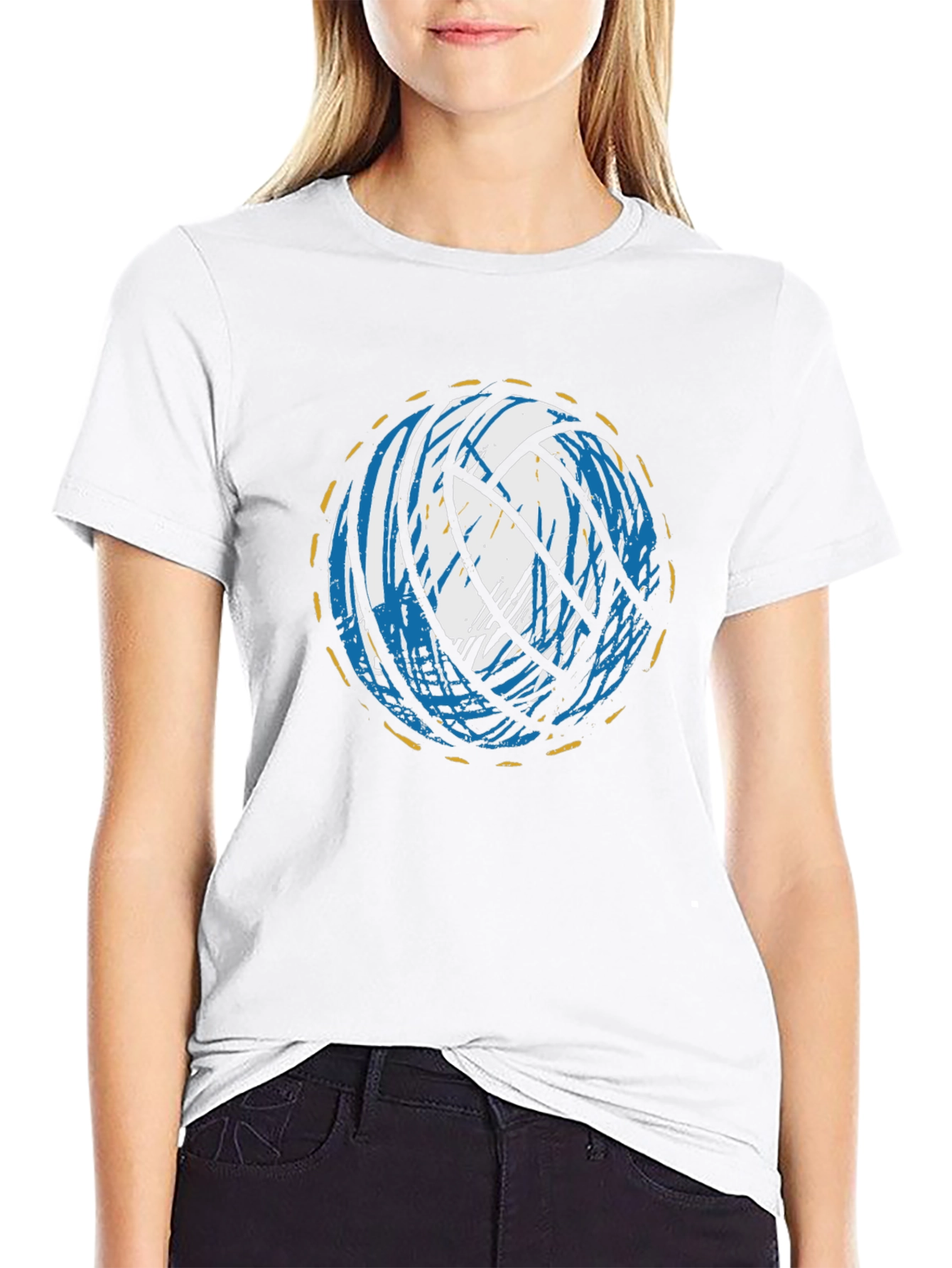 Volleyball Graphic Tee - Black Crew Neck