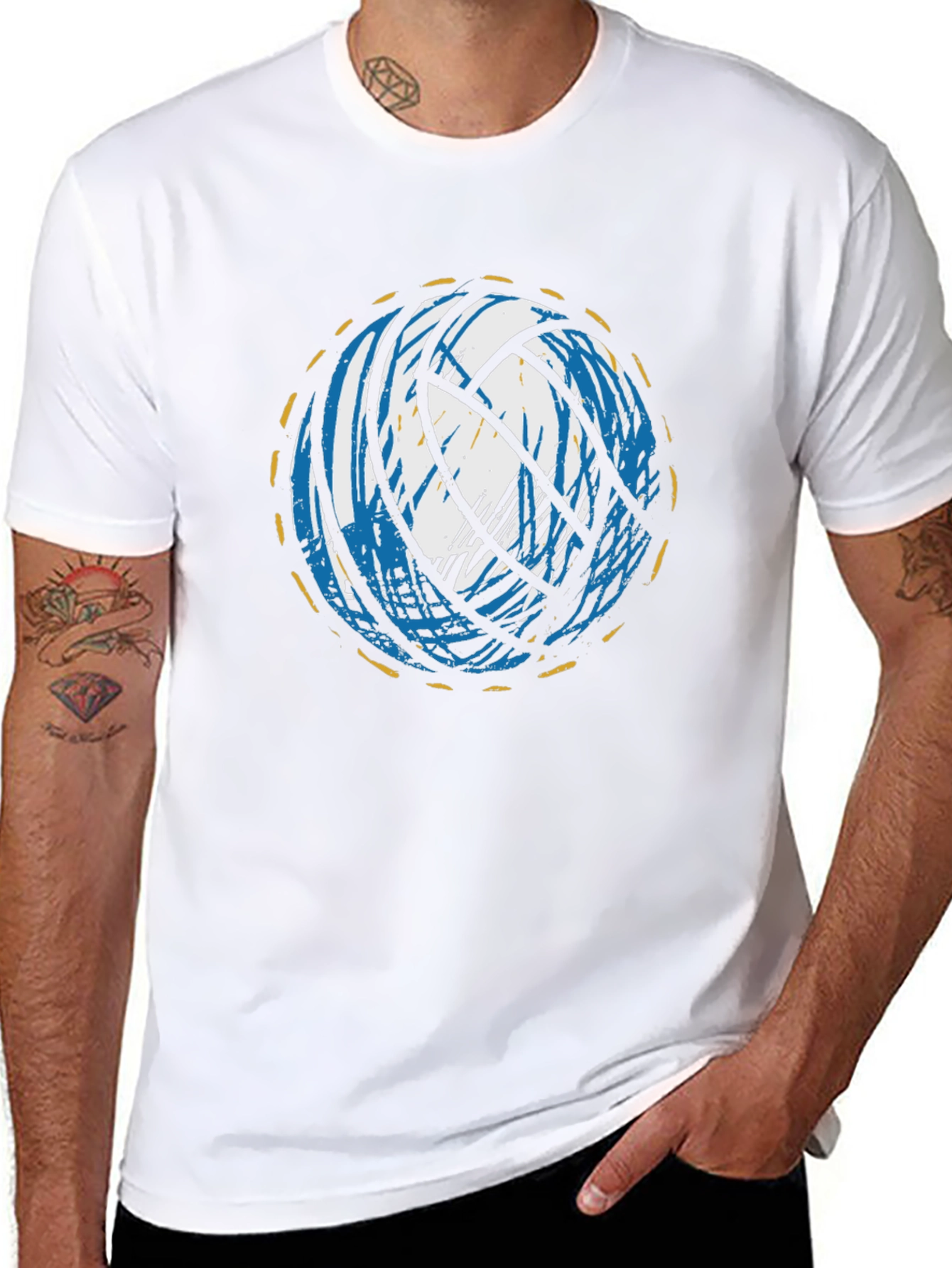 Volleyball Graphic Tee - Black Crew Neck