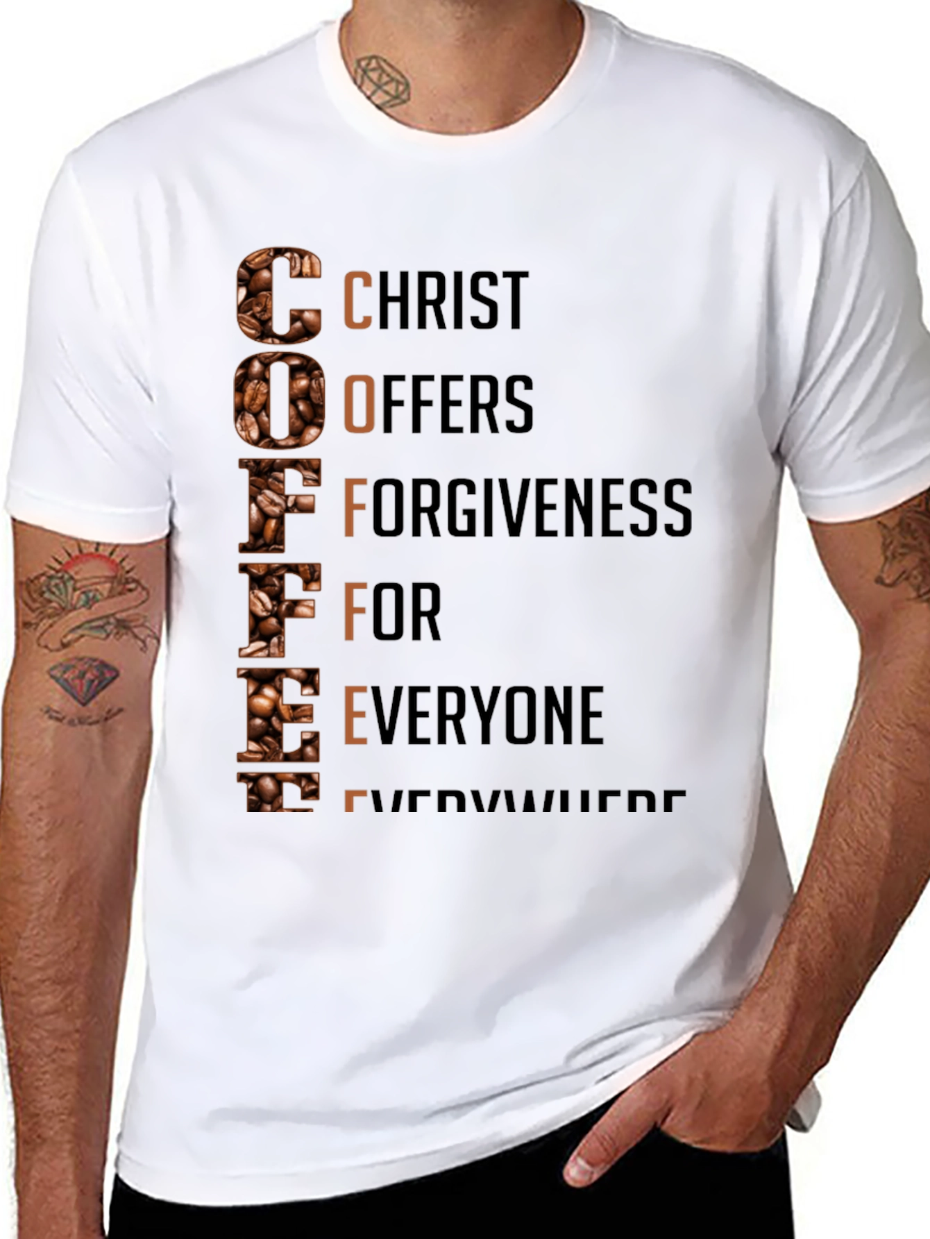 Coffee Christian T-Shirt: Christ Offers Forgiveness