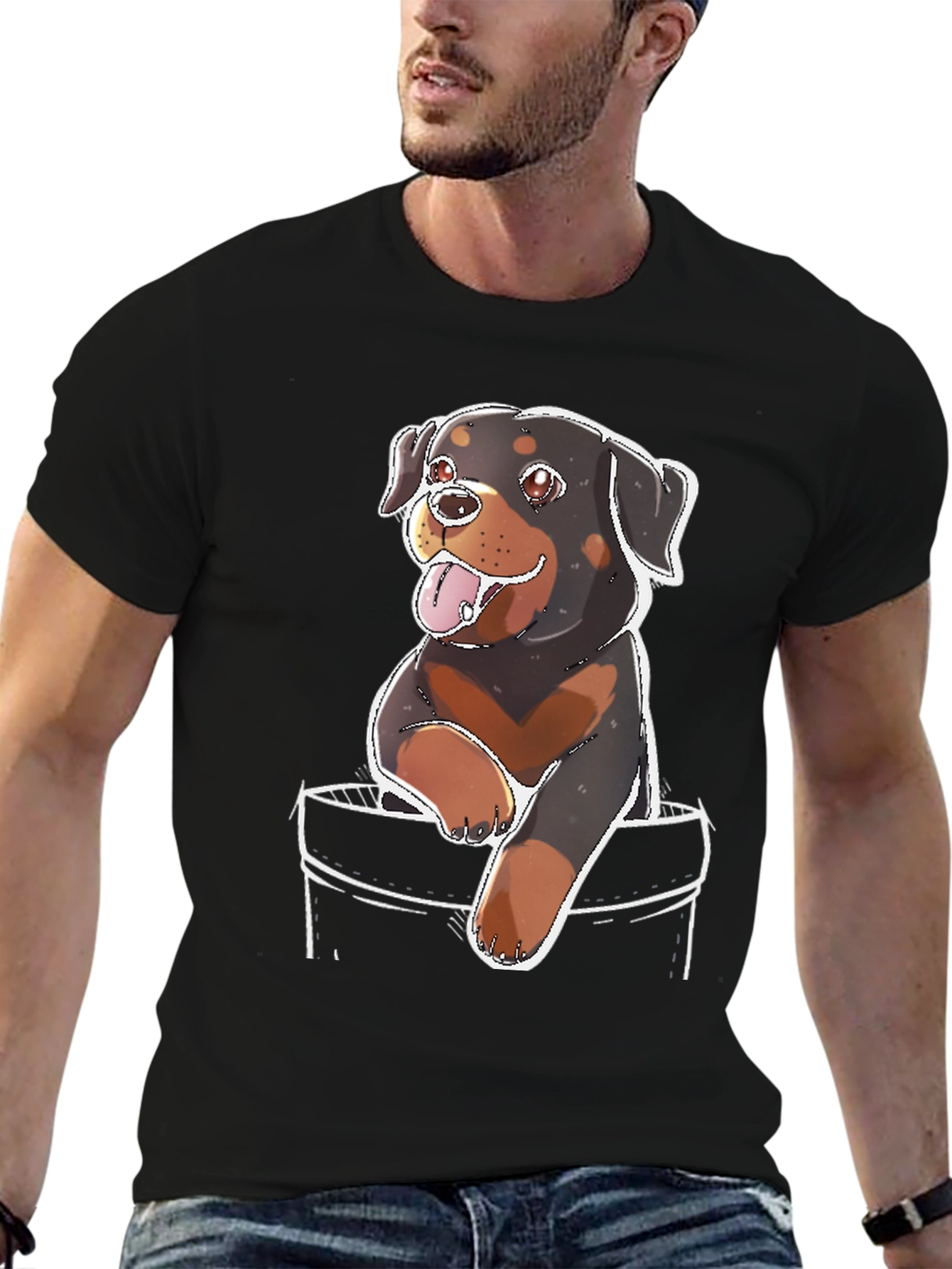 Rottweiler Puppy in Pocket Tee
