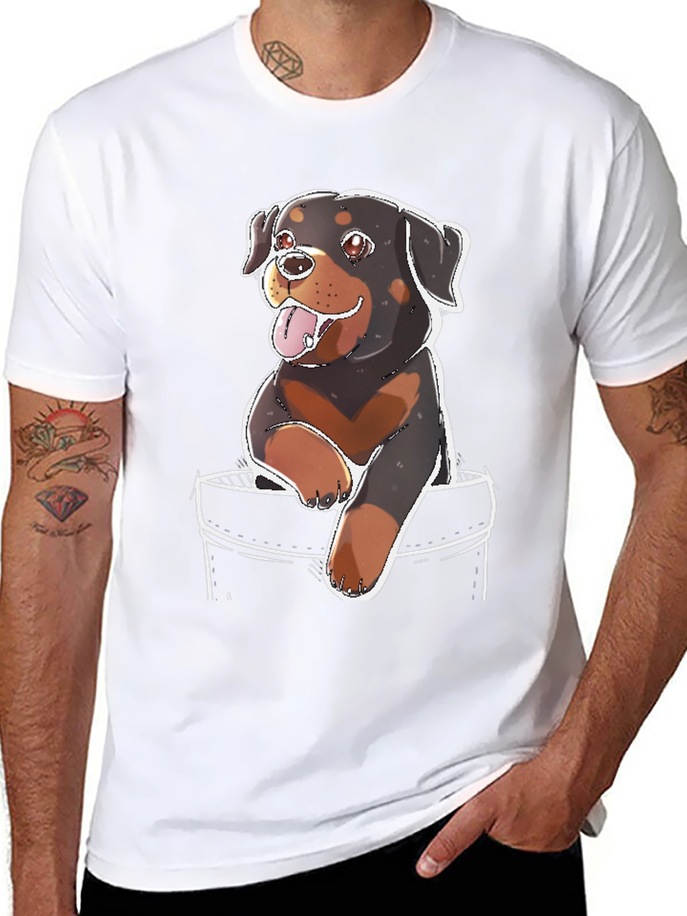 Rottweiler Puppy in Pocket Tee