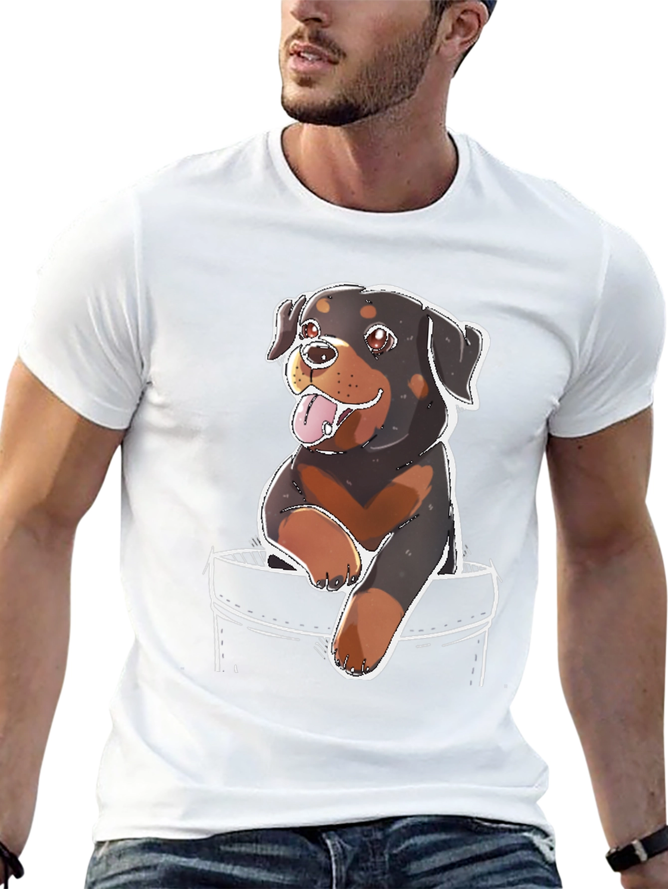 Rottweiler Puppy in Pocket Tee