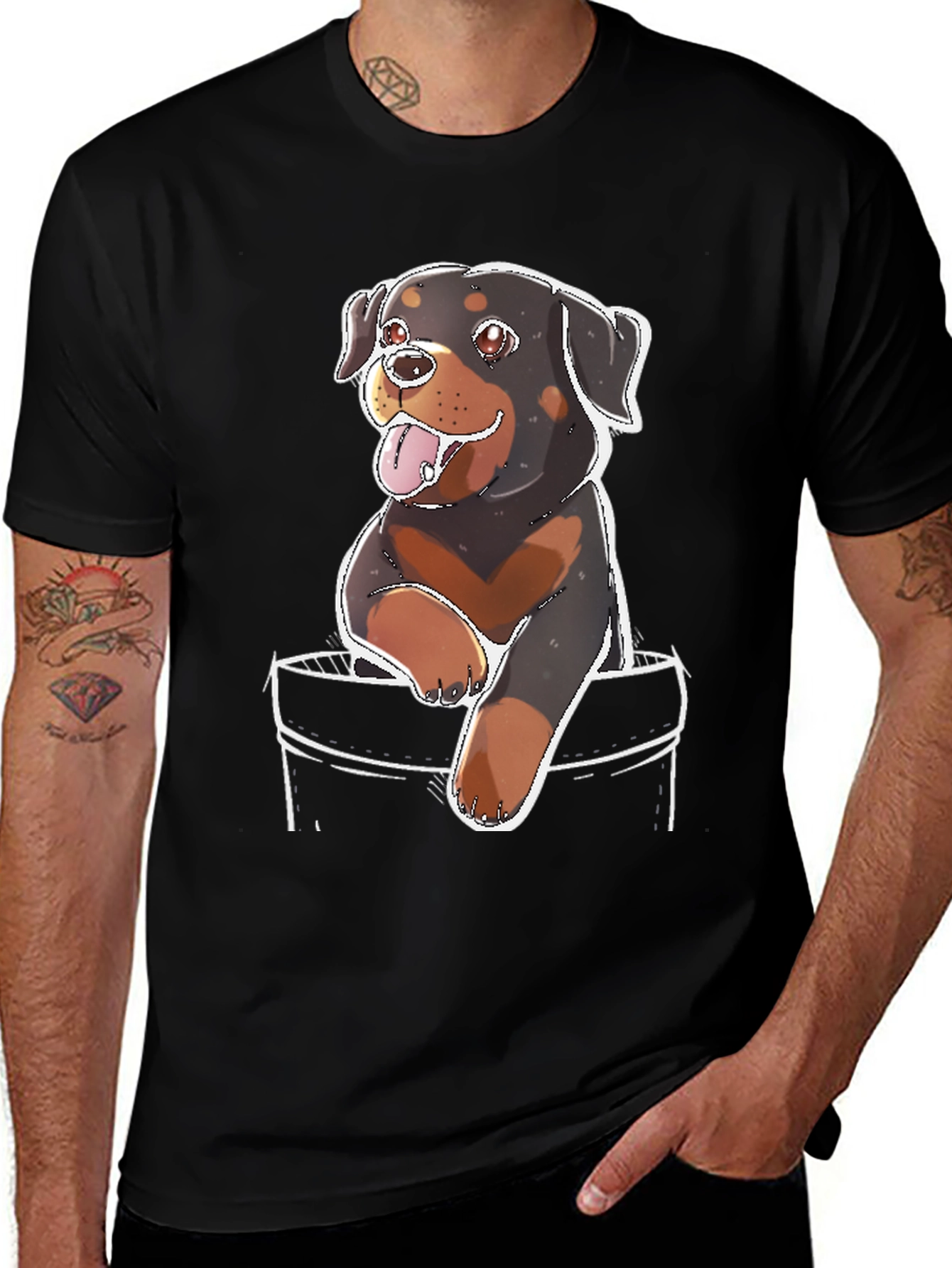 Rottweiler Puppy in Pocket Tee