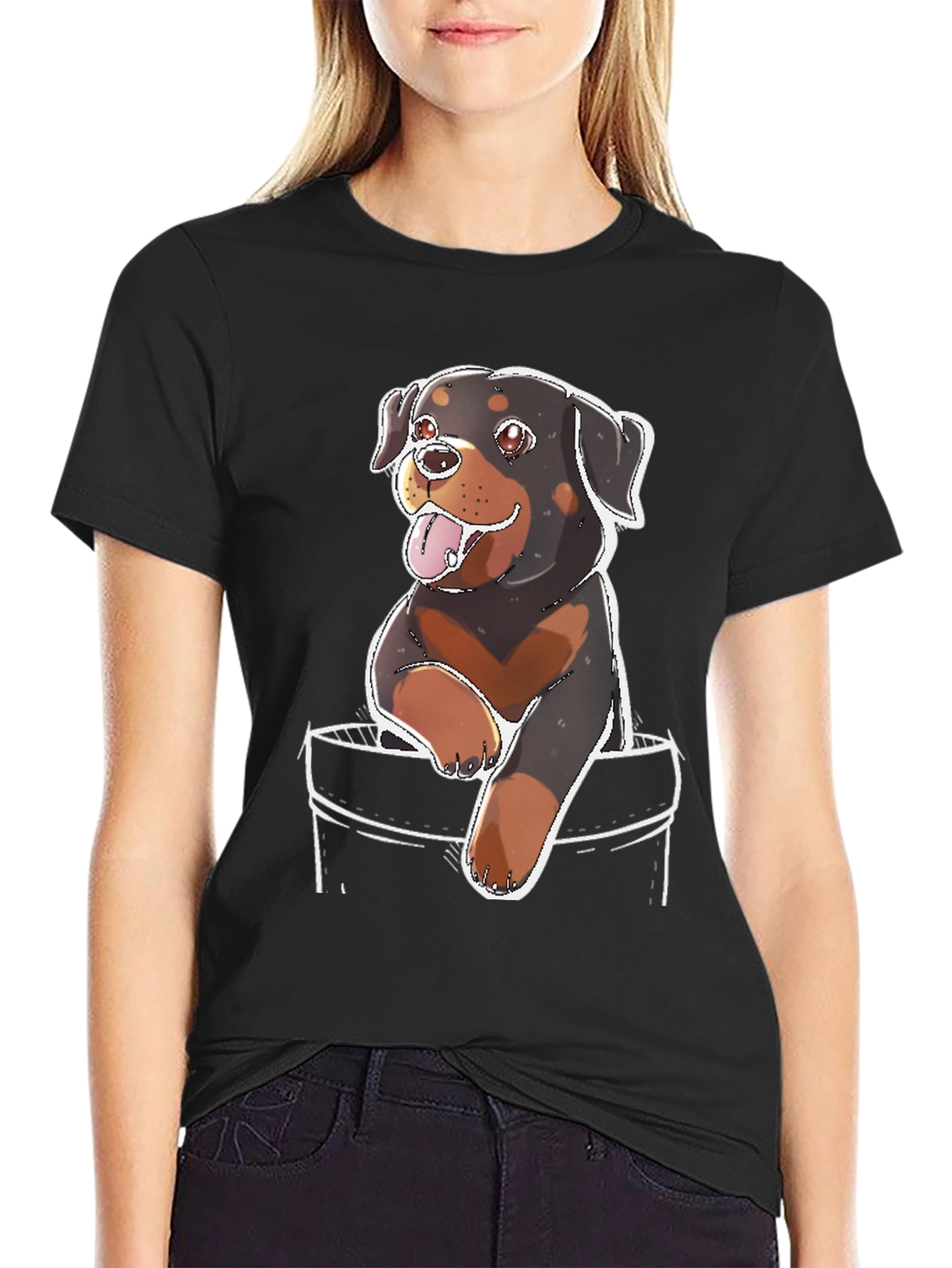 Rottweiler Puppy in Pocket Tee
