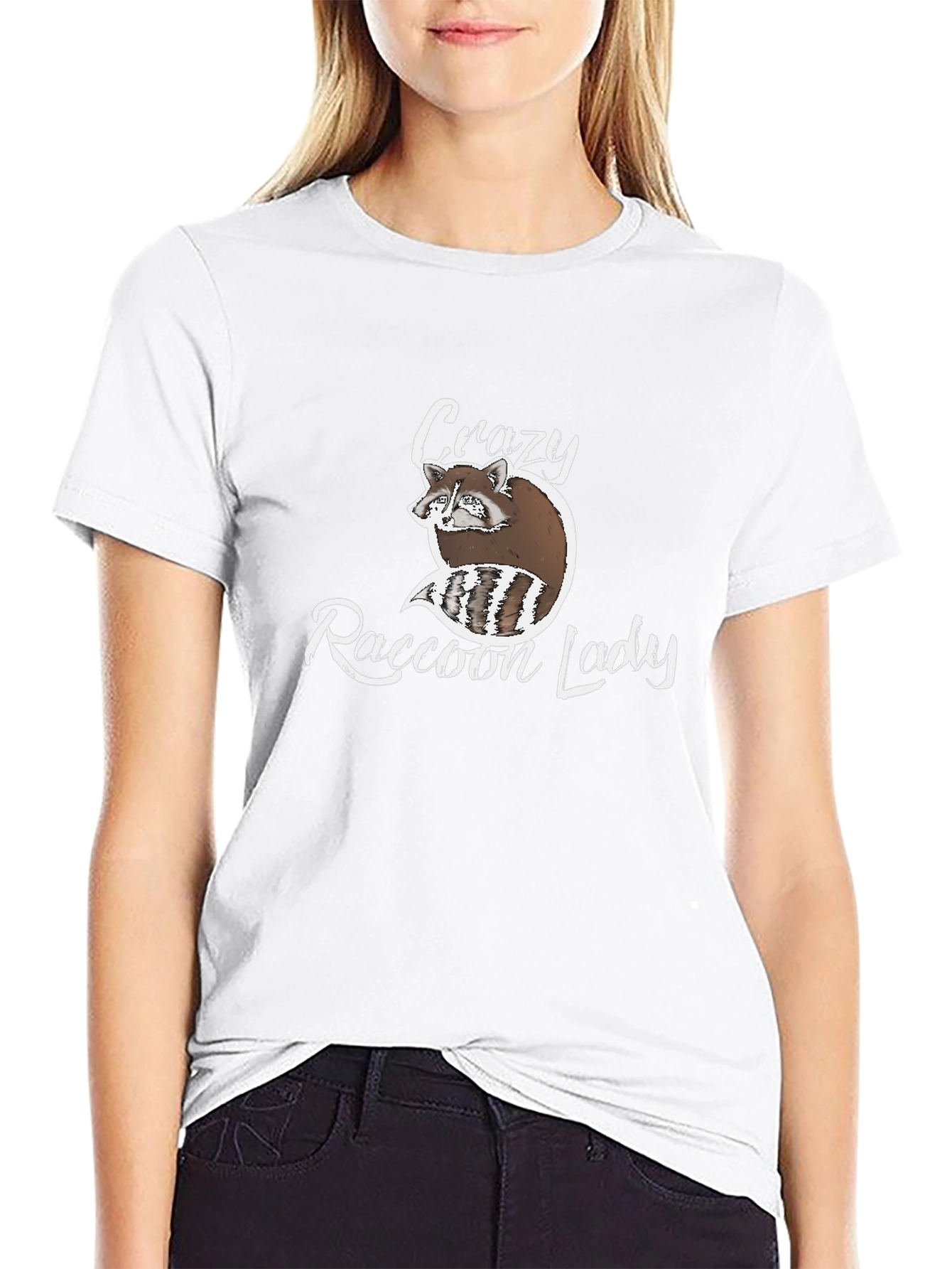 Crazy Raccoon Lady Graphic T-Shirt