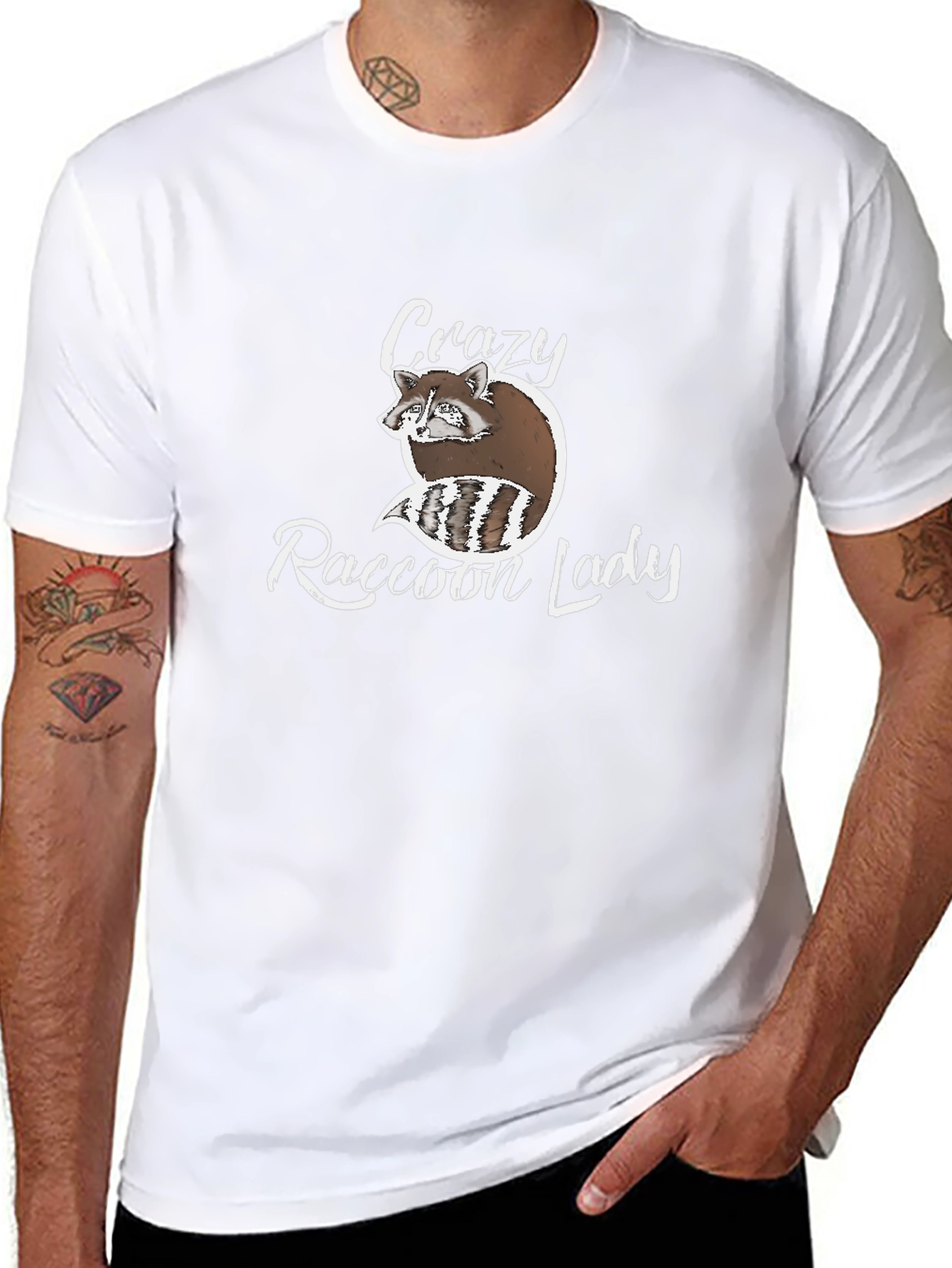 Crazy Raccoon Lady Graphic T-Shirt