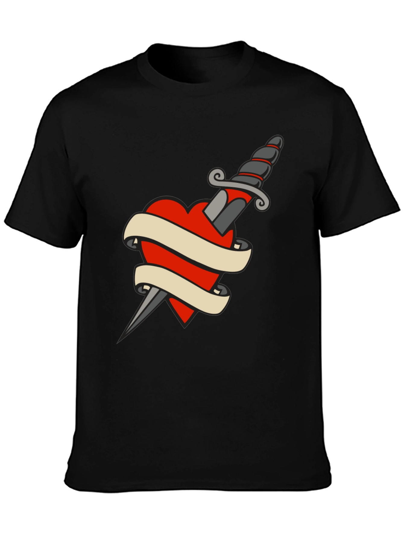 Dagger Heart Tattoo T-Shirt - Classic Black Tee