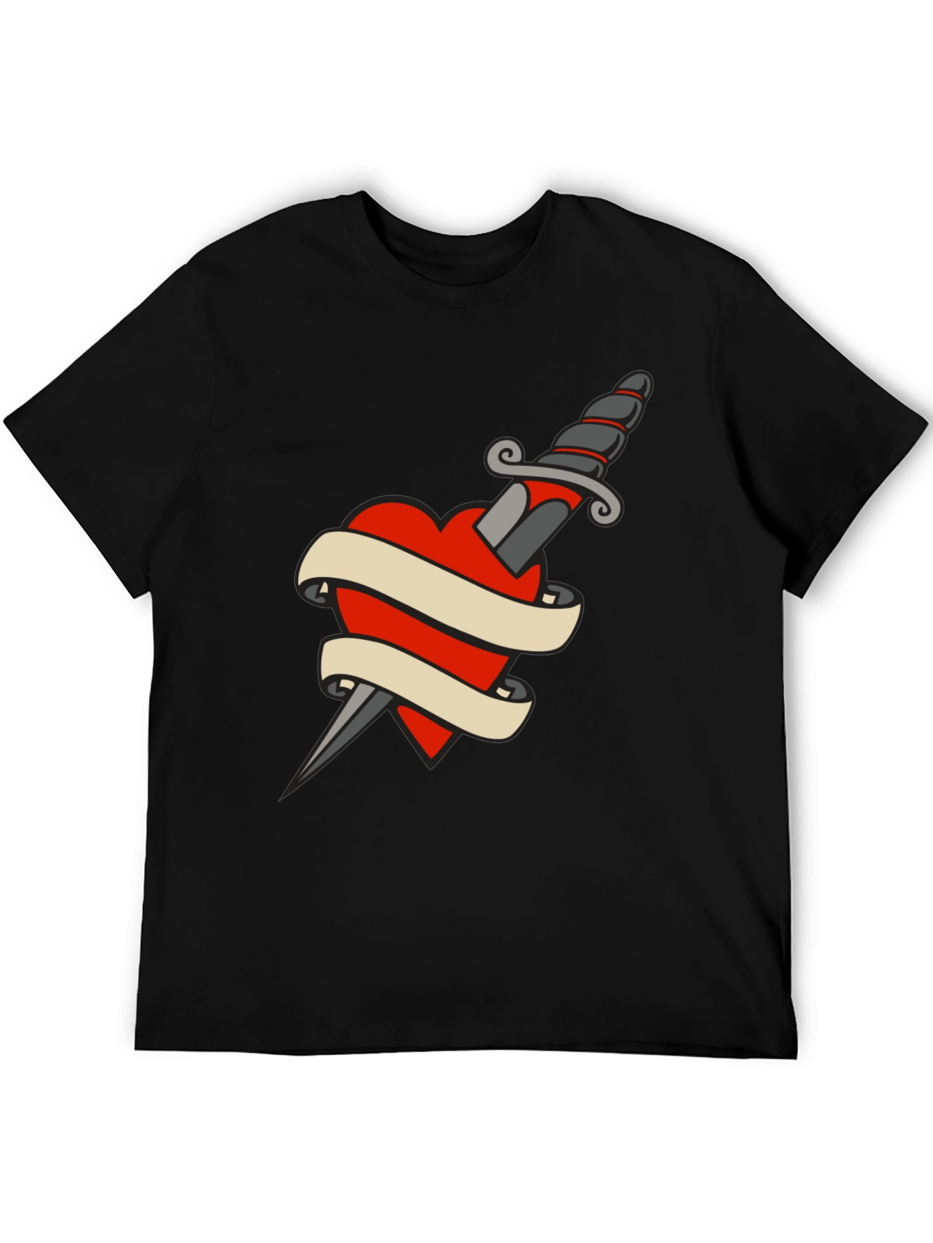 Dagger Heart Tattoo T-Shirt - Classic Black Tee