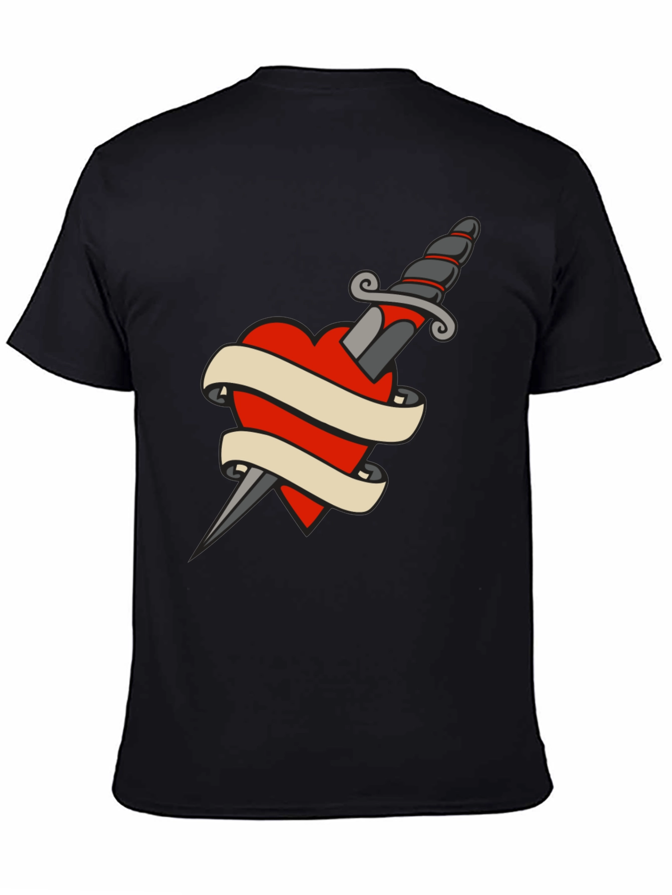 Dagger Heart Tattoo T-Shirt - Classic Black Tee