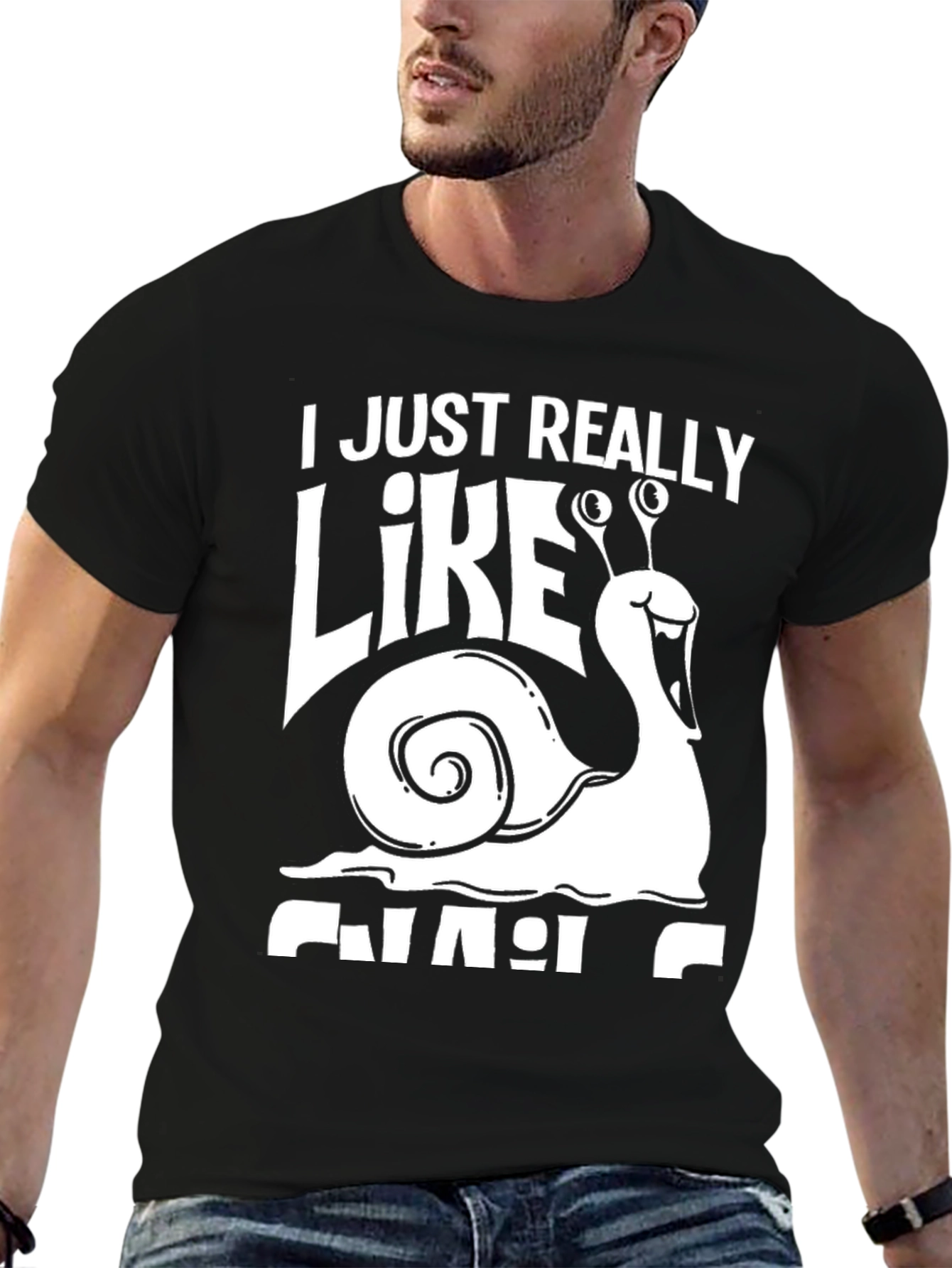 I Just Really Like Snails Black T-Shirt