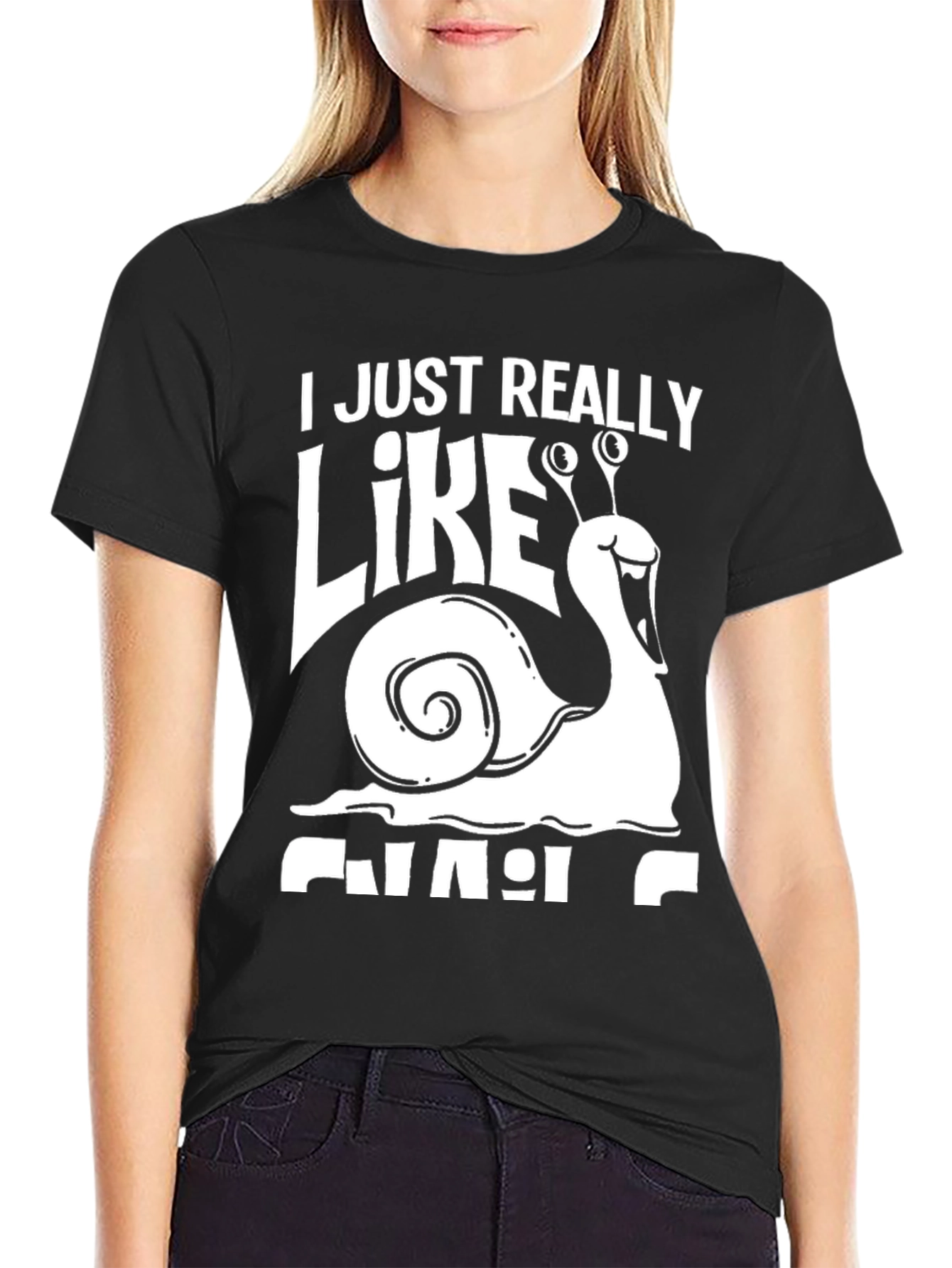 I Just Really Like Snails Black T-Shirt