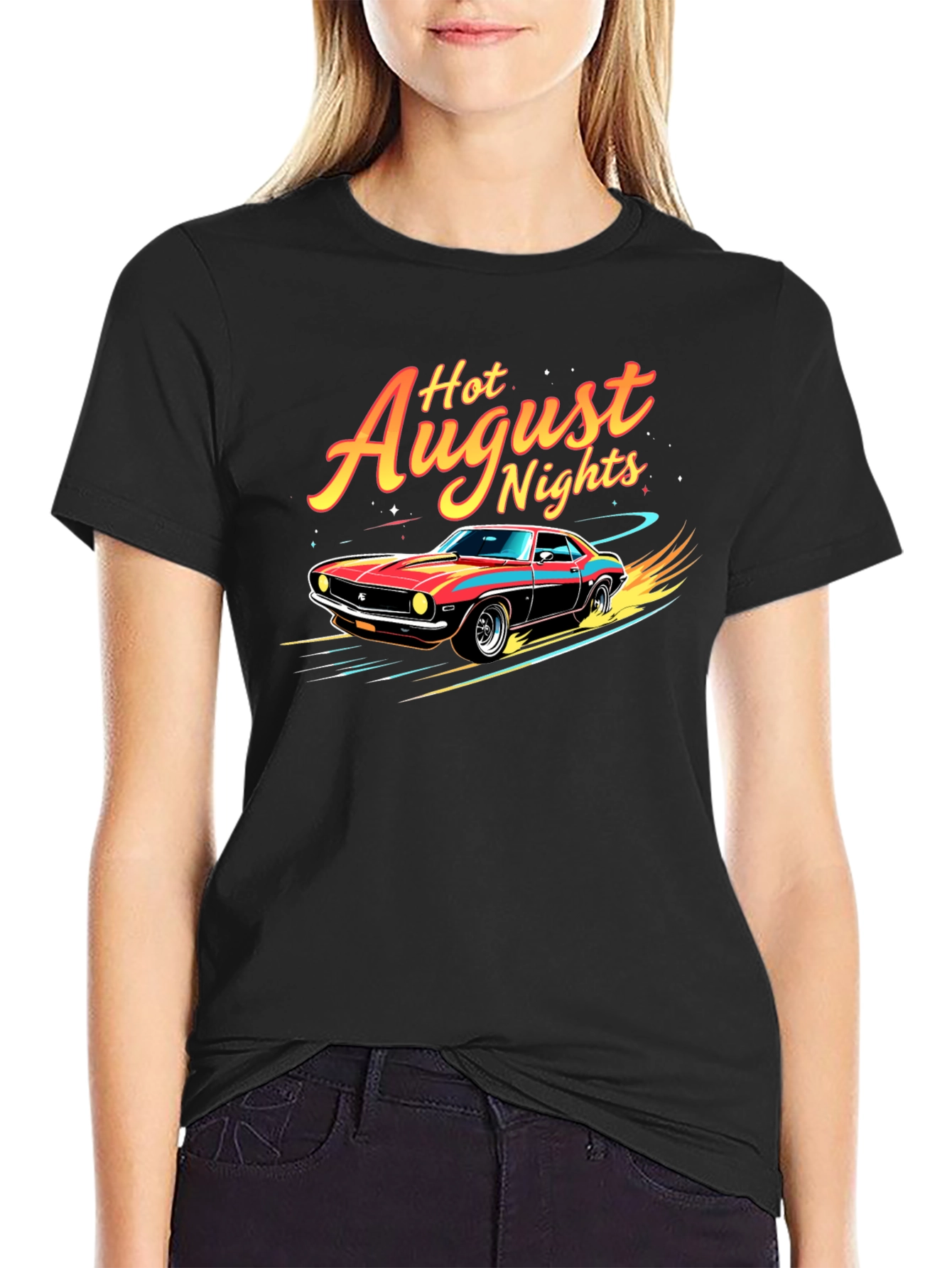 Hot August Nights Graphic Tee - Retro Car Design