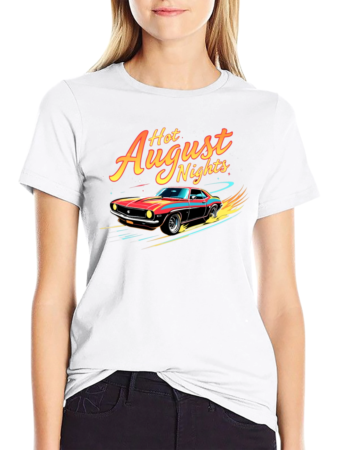 Hot August Nights Graphic Tee - Retro Car Design