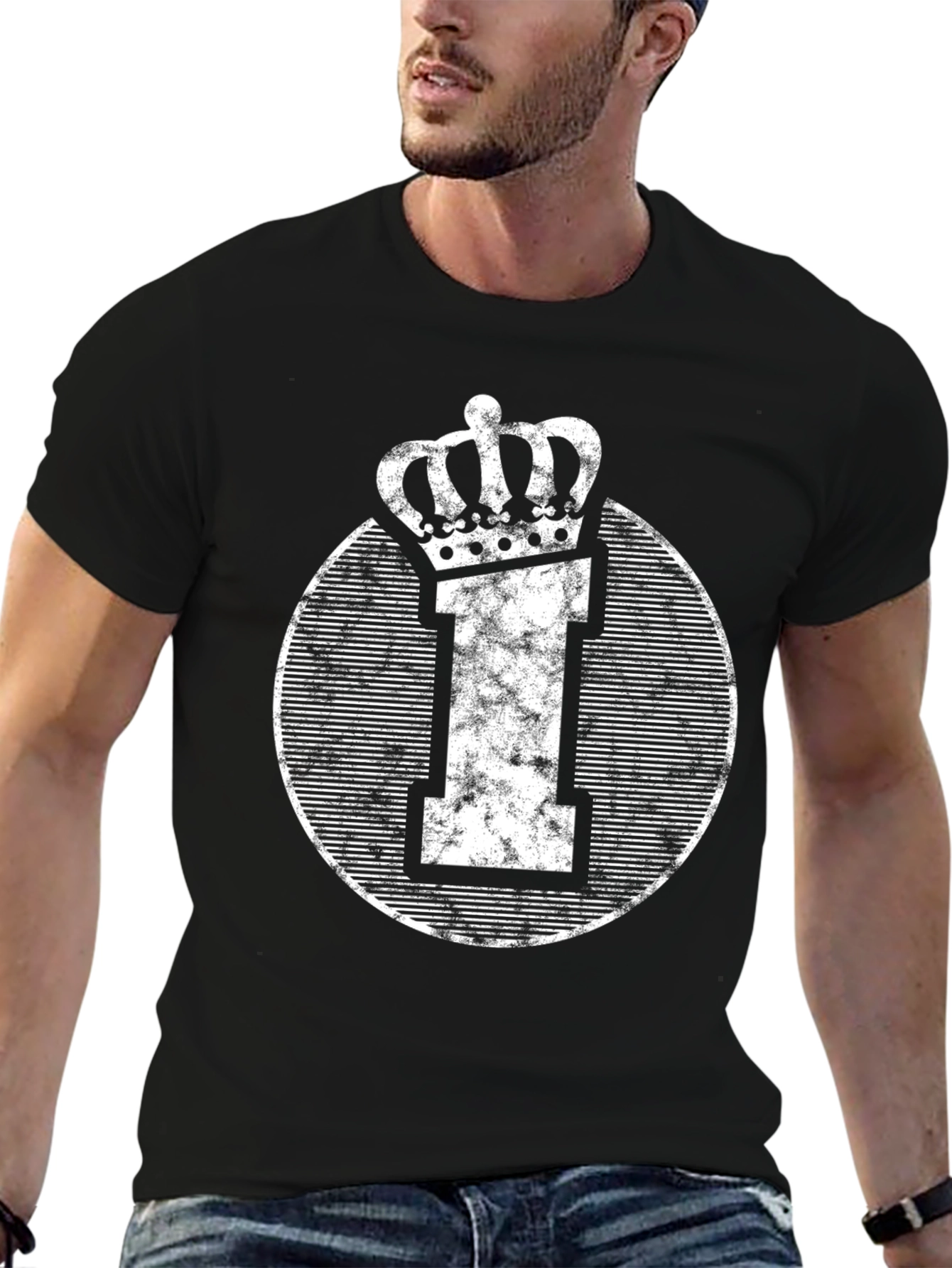 Crown Initial Graphic Tee - Black Casual Shirt