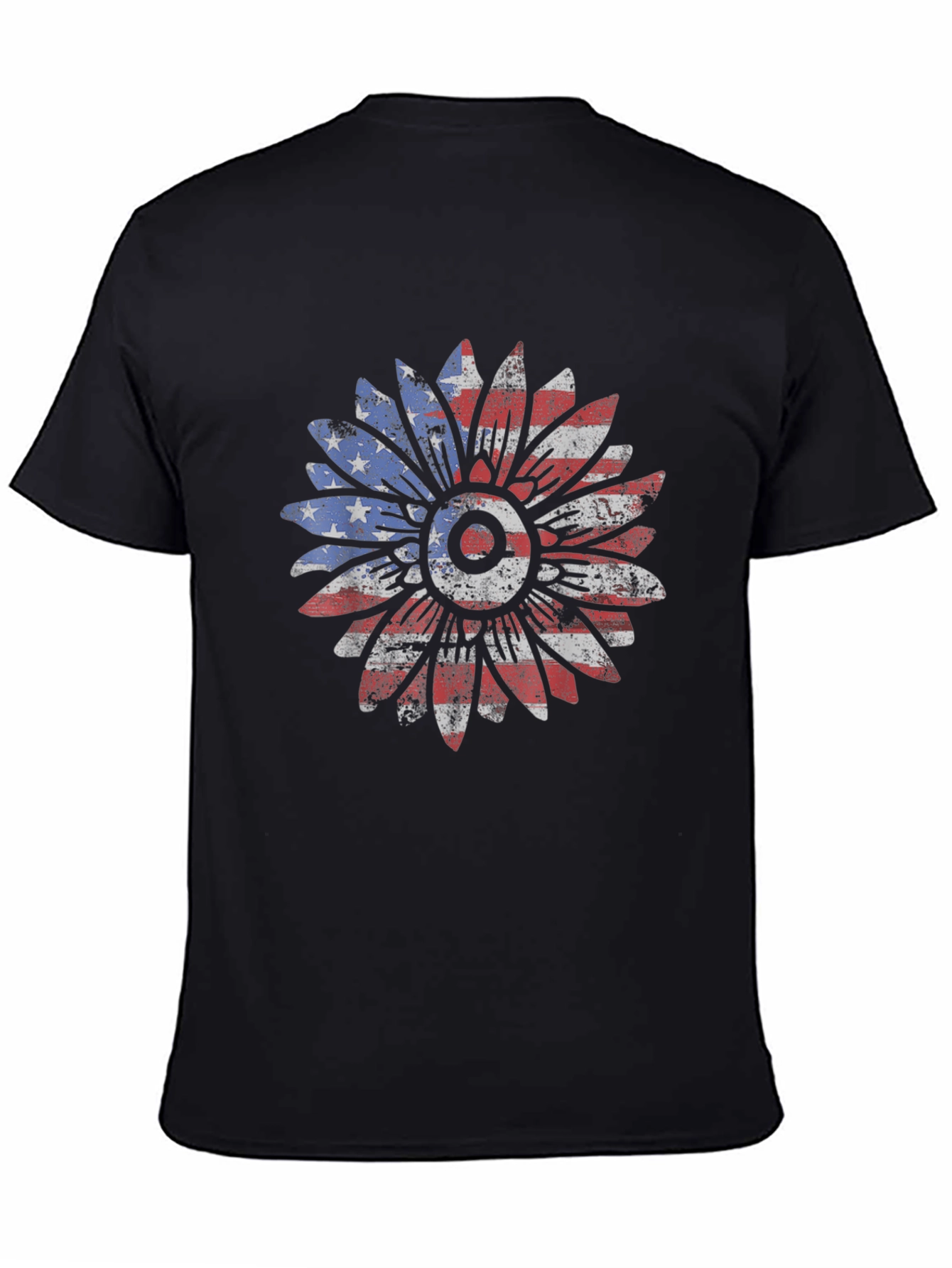 American Flag Sunflower Graphic T-Shirt