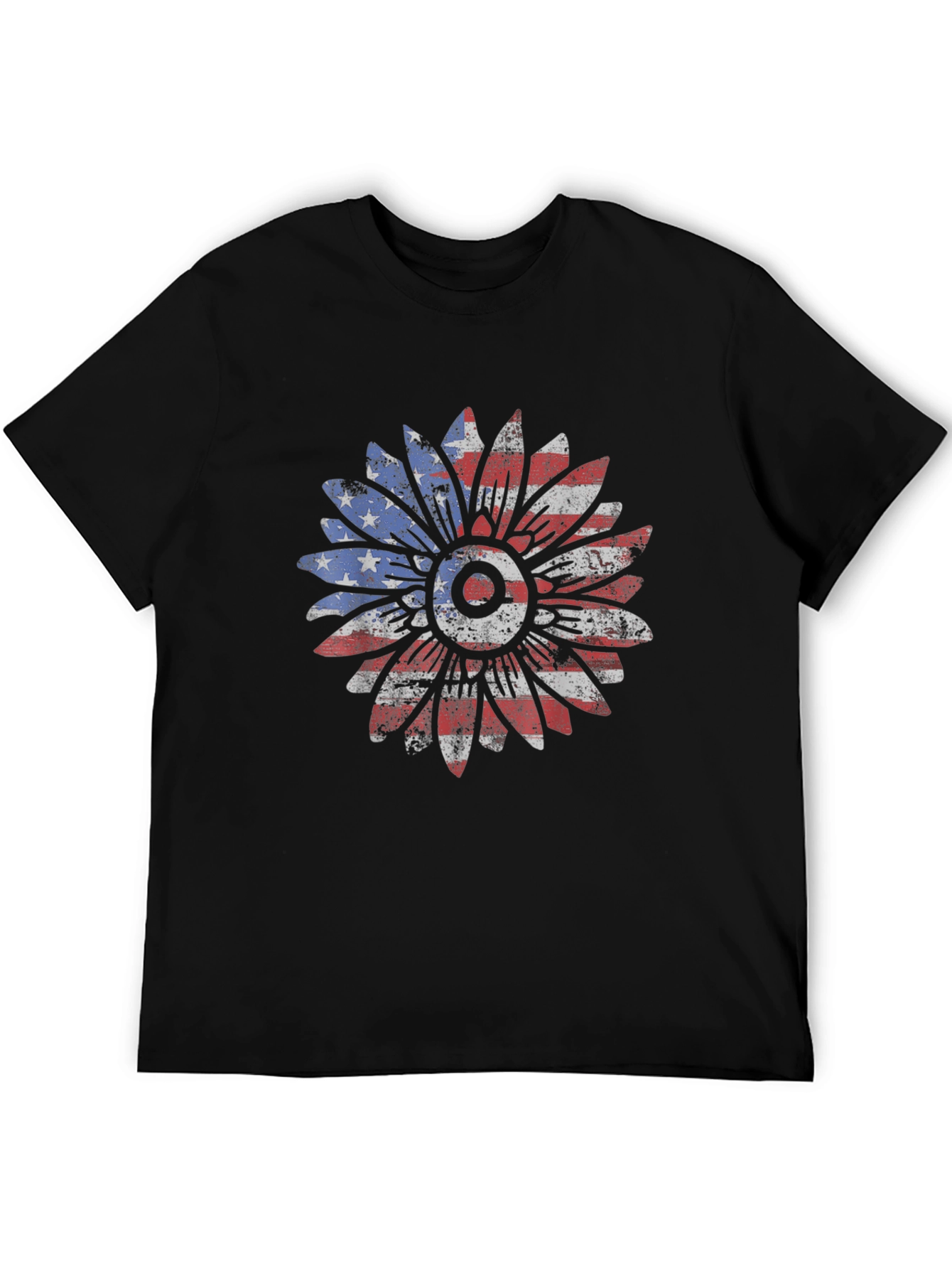 American Flag Sunflower Graphic T-Shirt