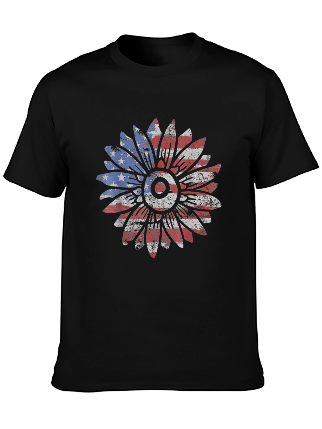 American Flag Sunflower Graphic T-Shirt