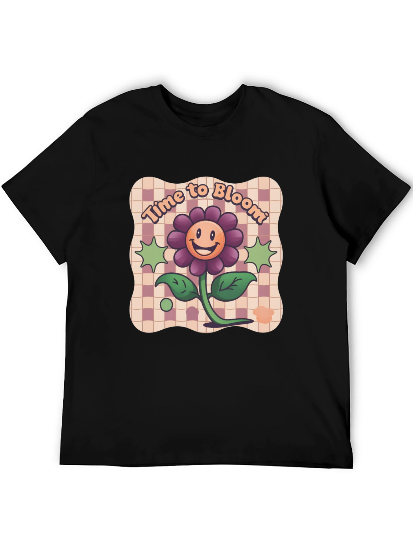 Time to Bloom Graphic Tee - Retro Flower Design