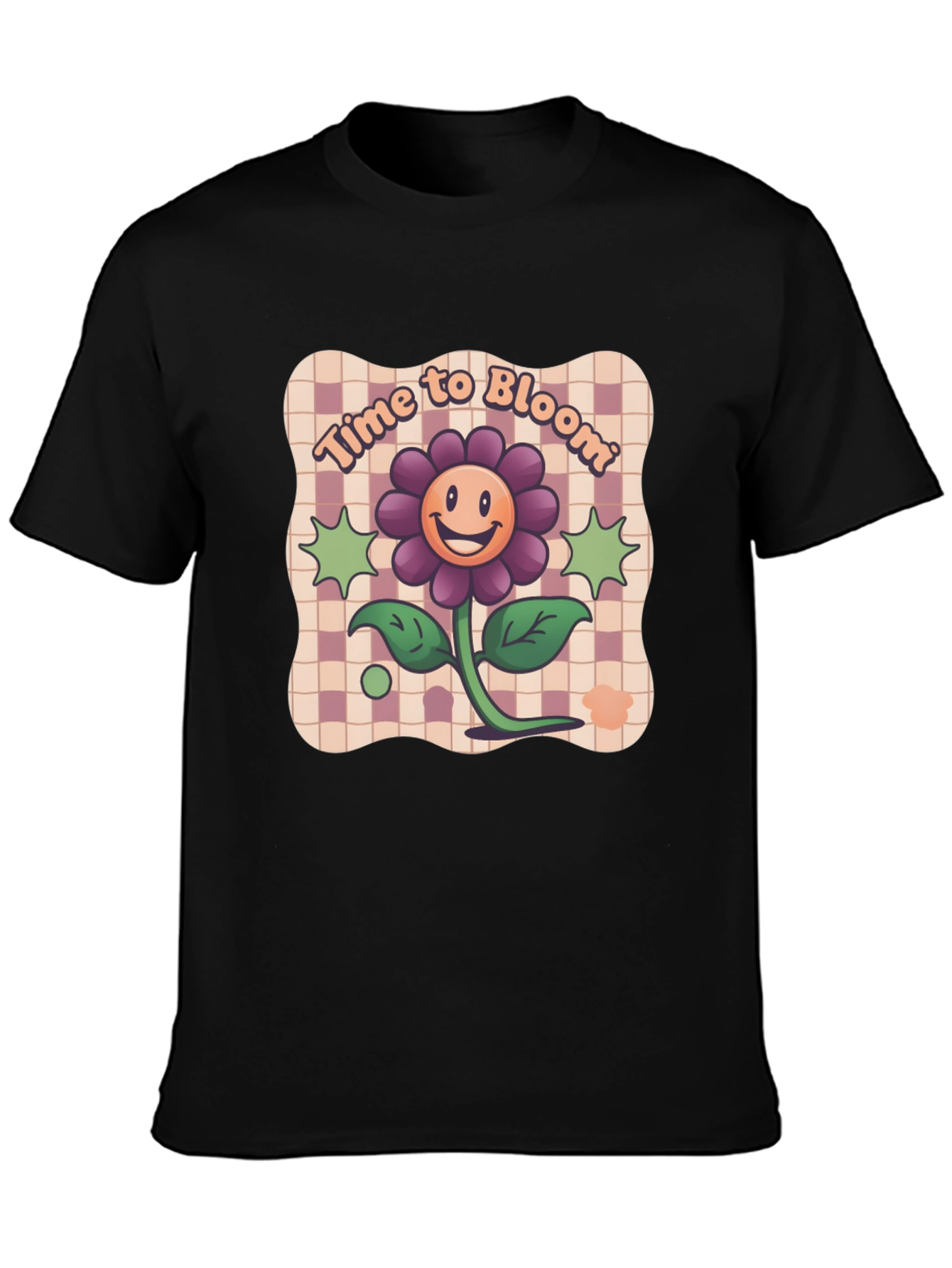 Time to Bloom Graphic Tee - Retro Flower Design