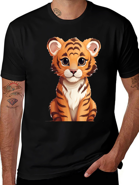 Cute Cartoon Tiger Graphic T-Shirt