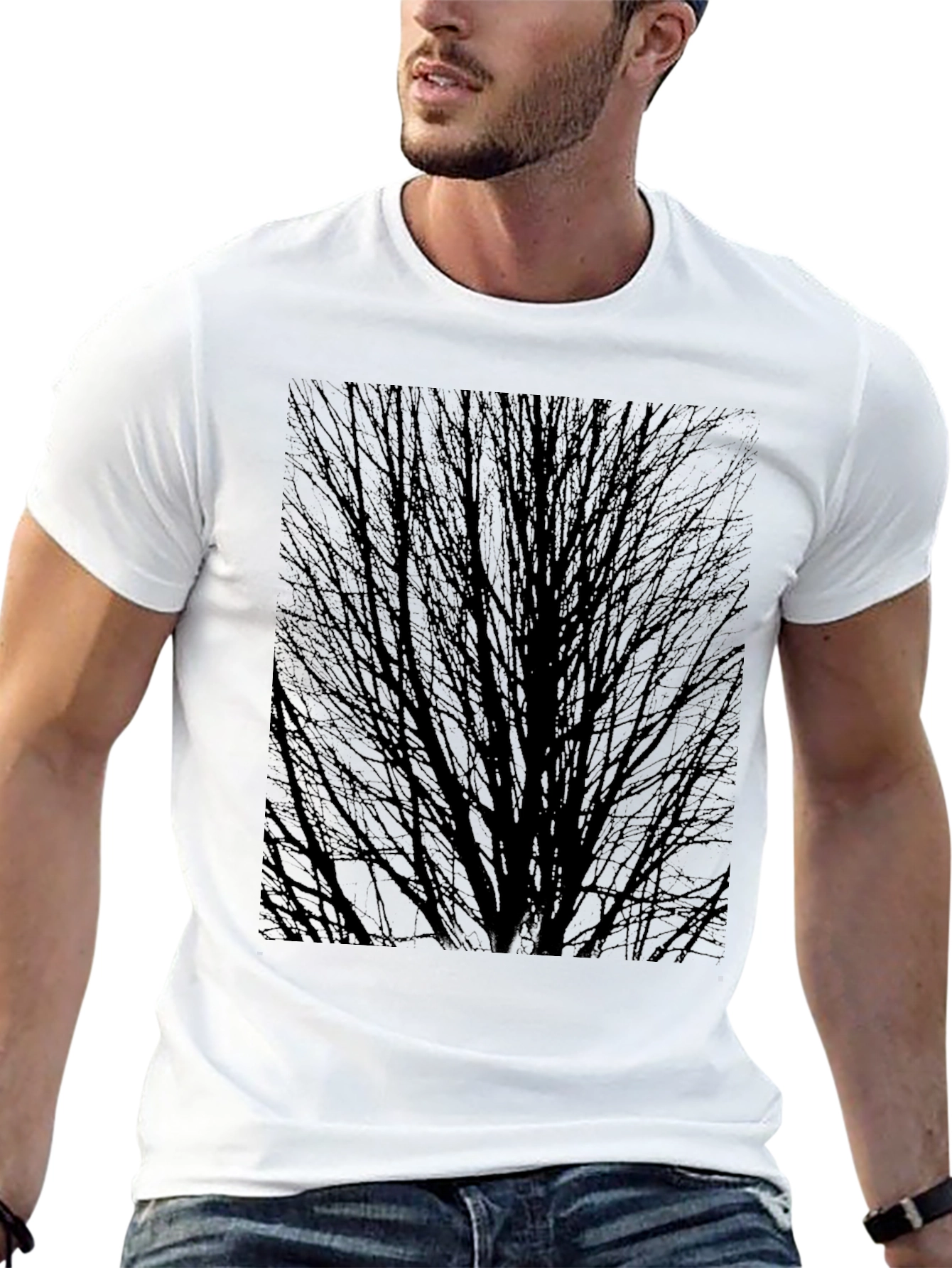 Abstract Tree Branch Graphic Black T-Shirt