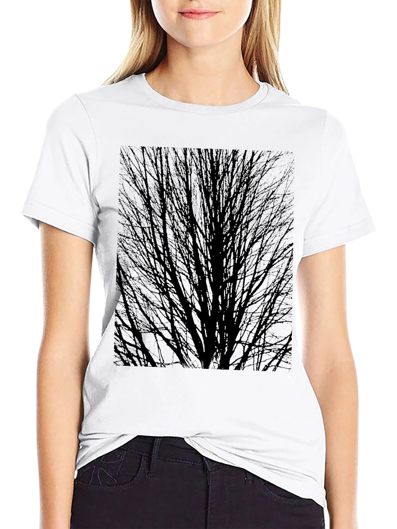 Abstract Tree Branch Graphic Black T-Shirt