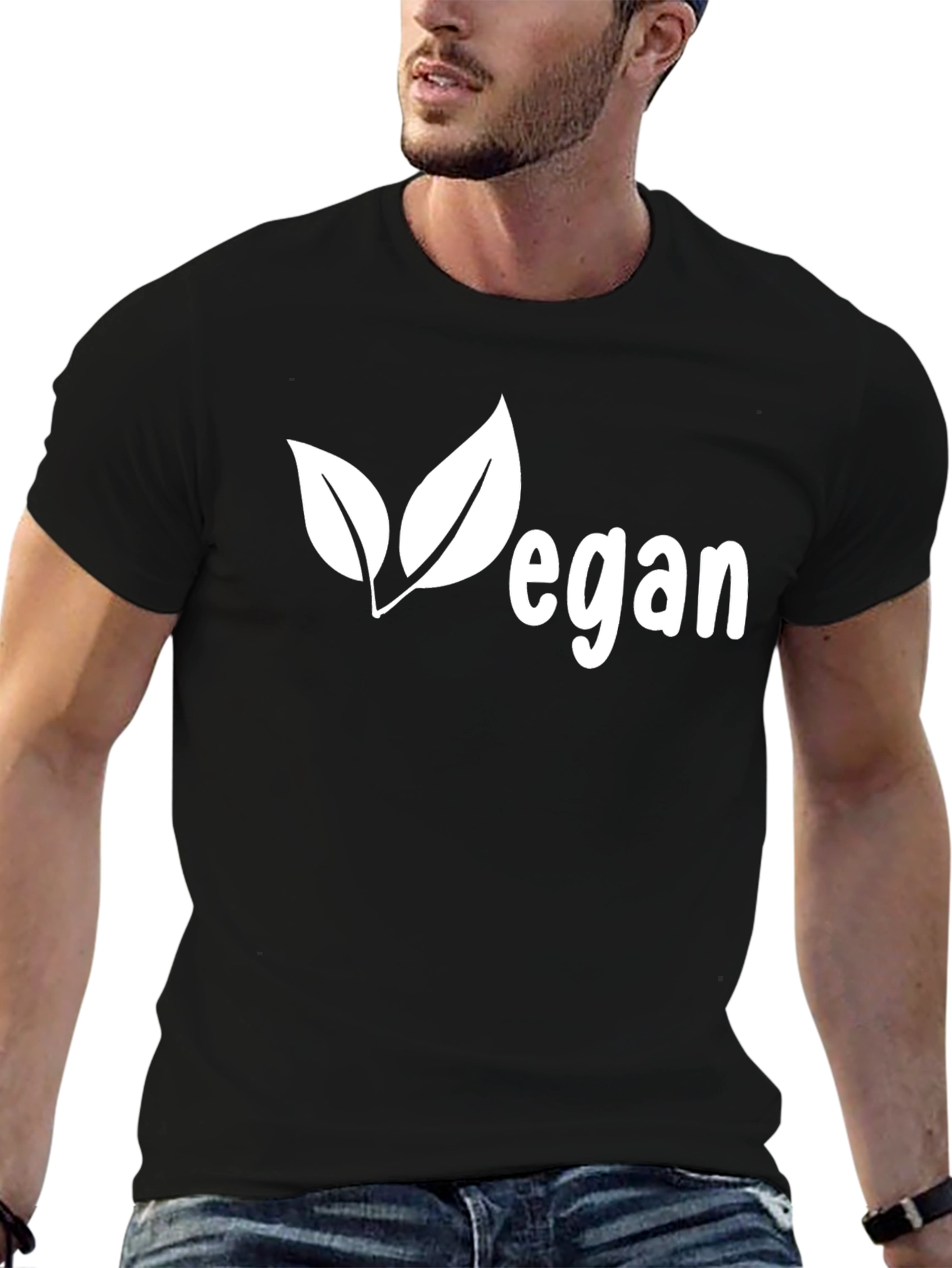 Vegan Leaf Graphic T-Shirt - Unisex Black Tee