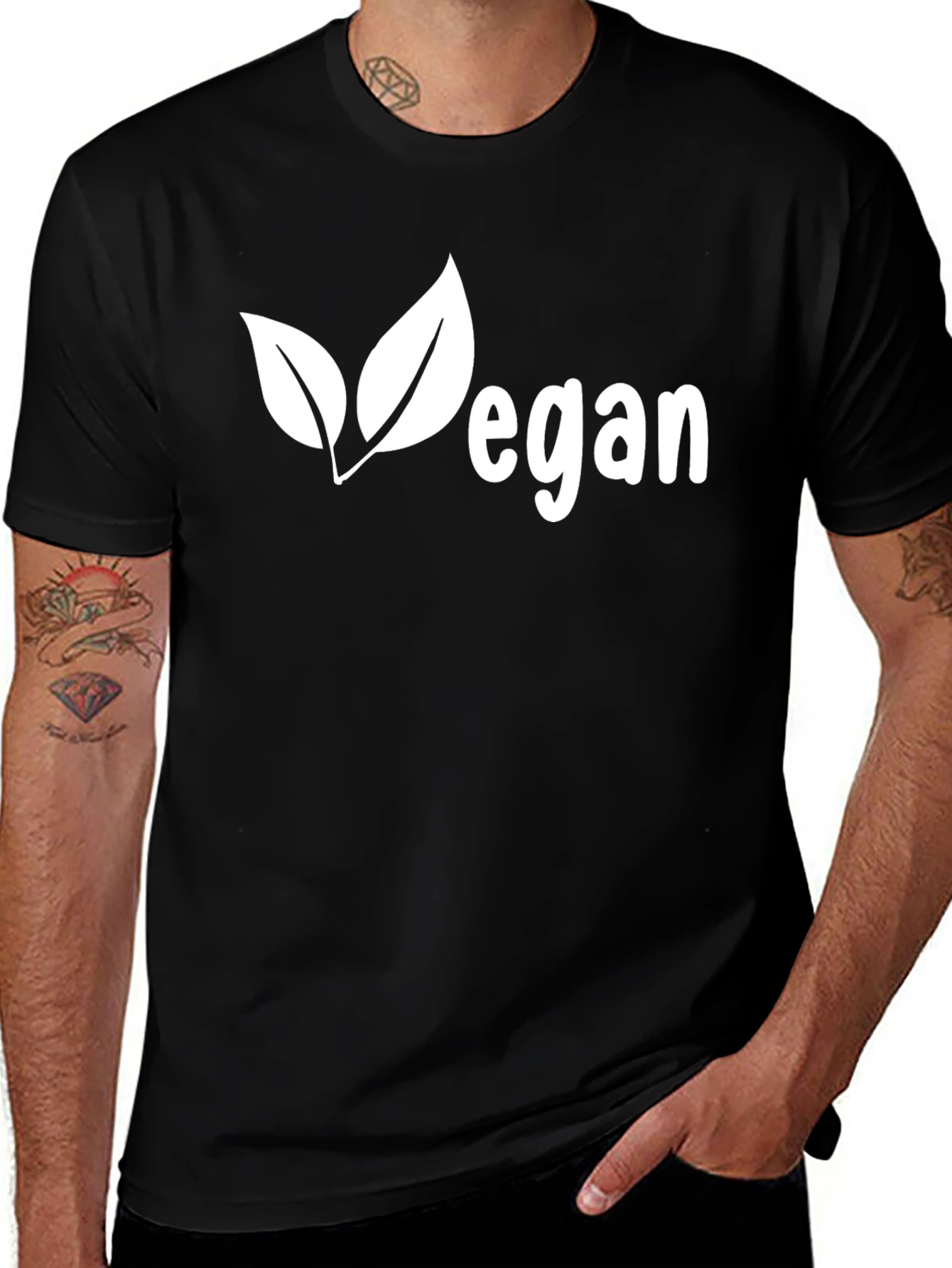 Vegan Leaf Graphic T-Shirt - Unisex Black Tee