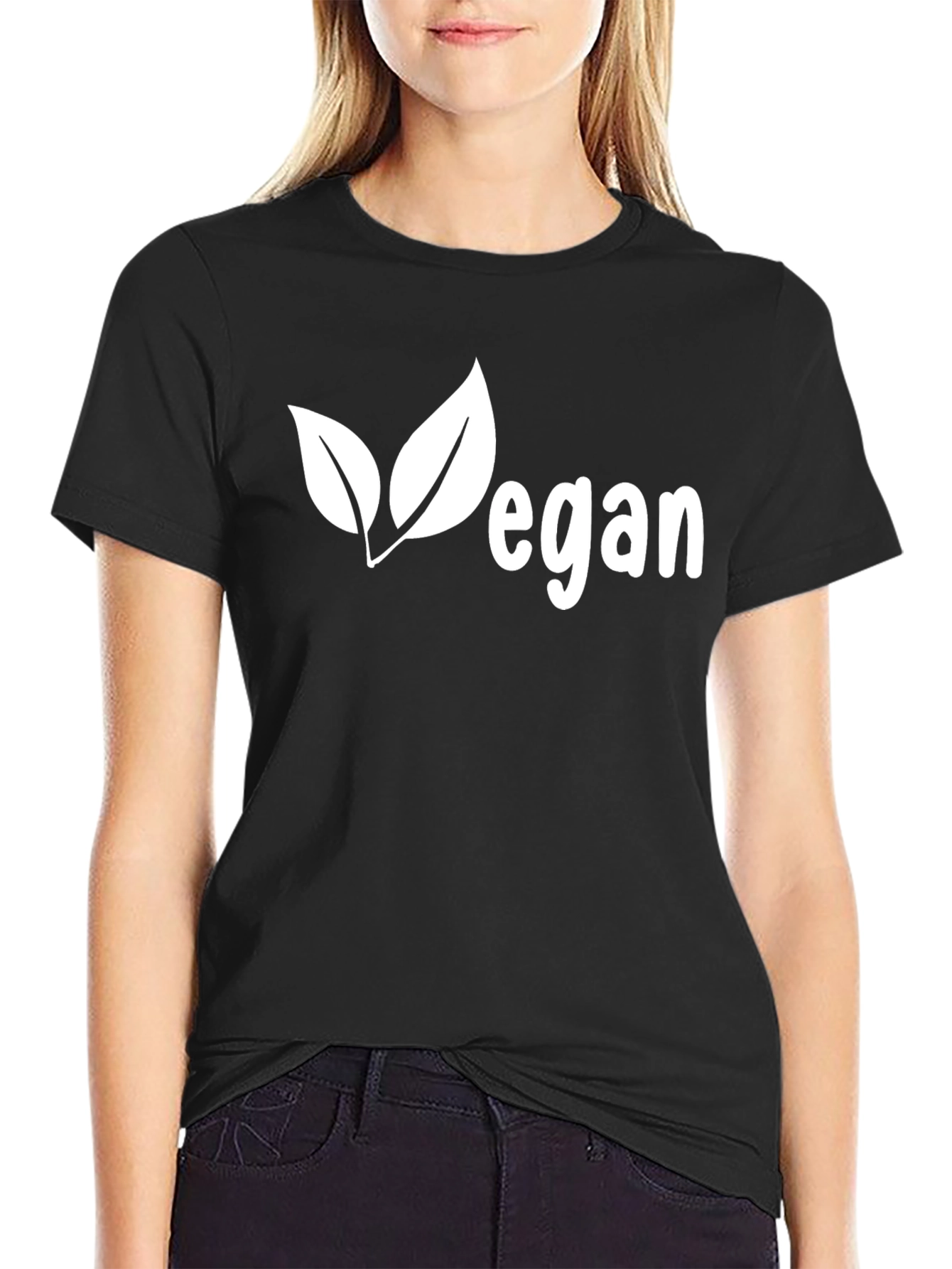 Vegan Leaf Graphic T-Shirt - Unisex Black Tee