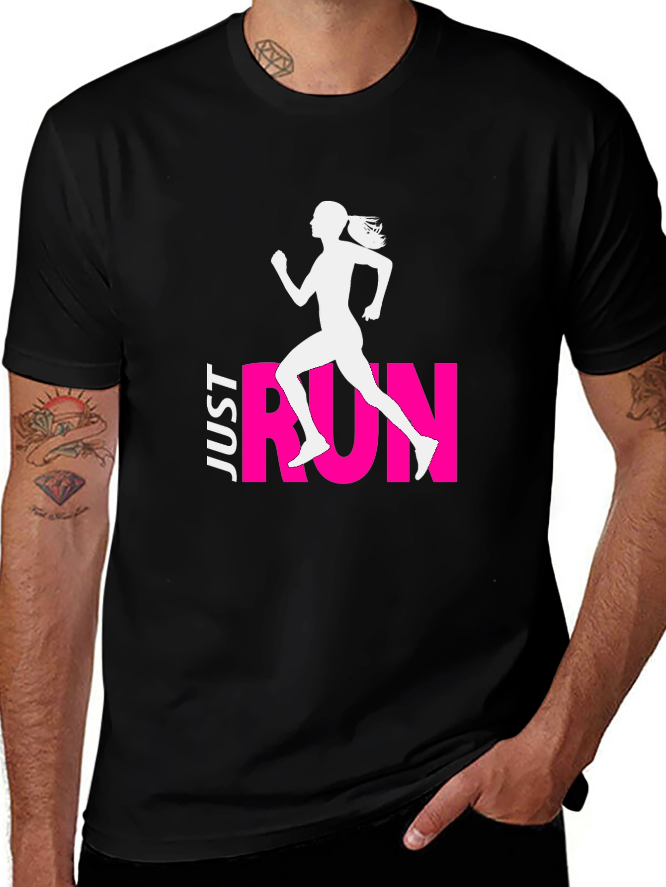 Just Run Black Graphic Tee