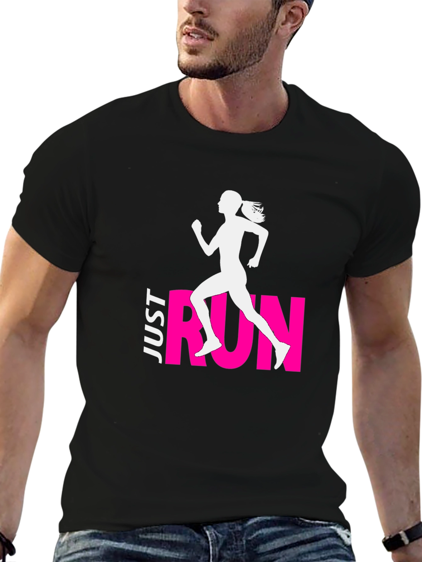 Just Run Black Graphic Tee