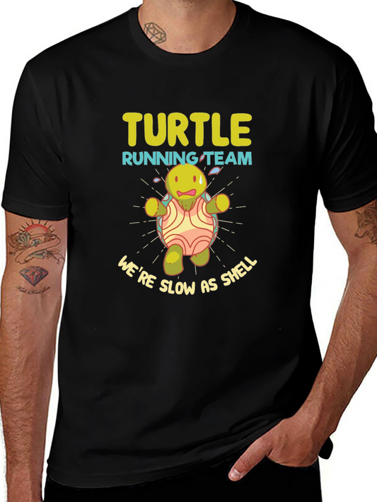 Turtle Running Team T-Shirt Slow as Shell Humor Tee