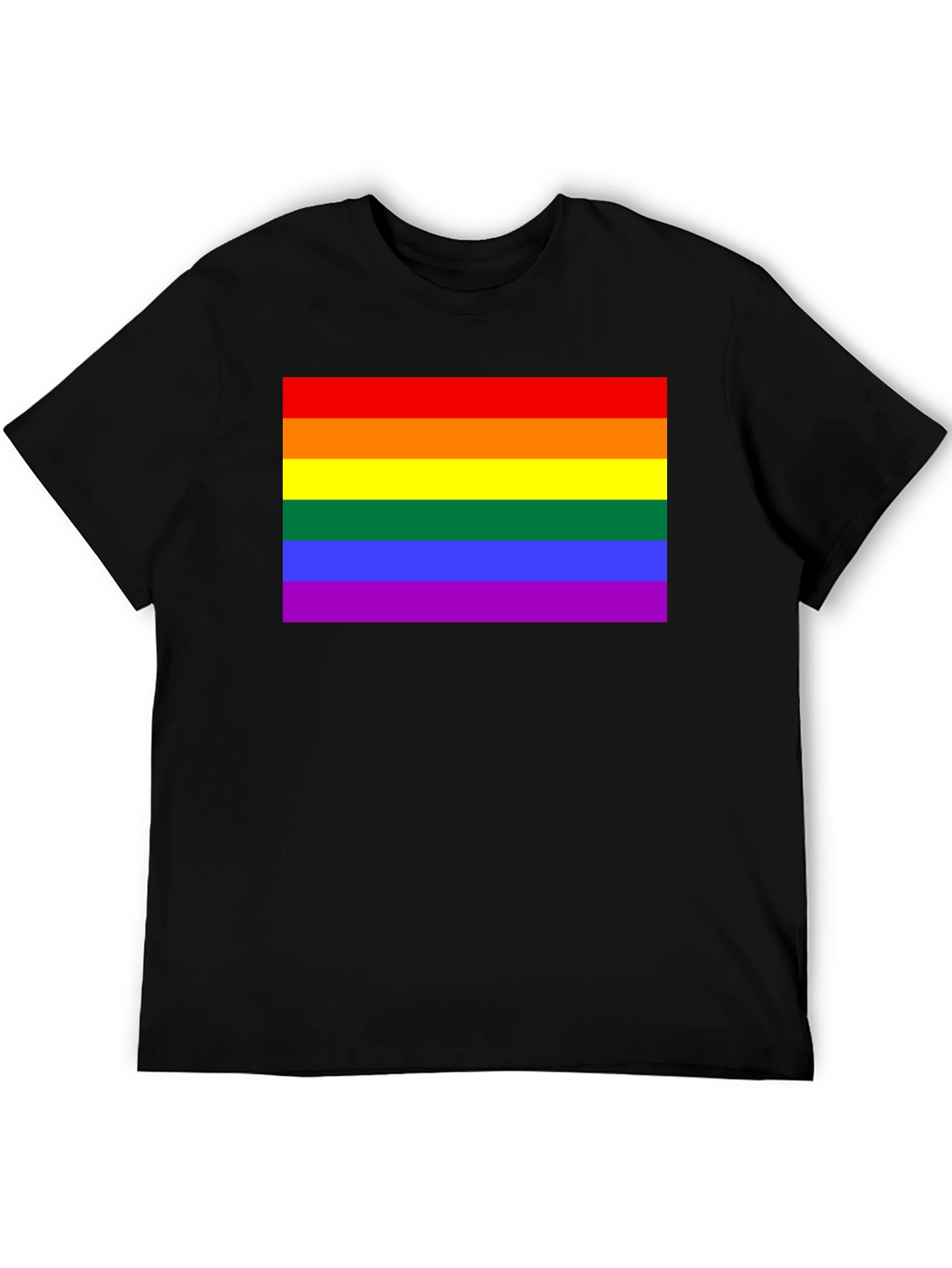 Pride Flag Graphic Tee - Black Cotton Blend