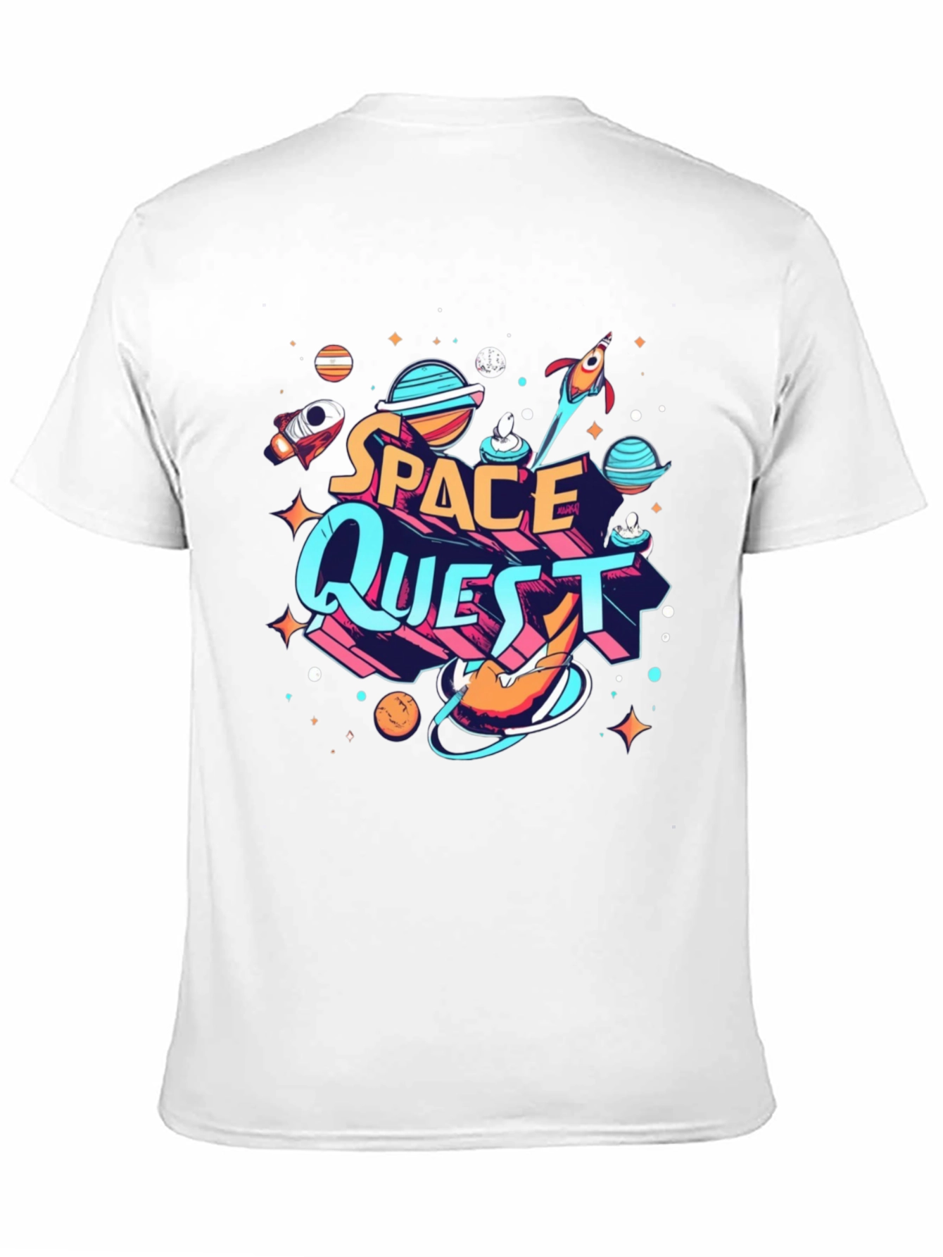 Space Quest Graphic T-Shirt - Black Crew Neck