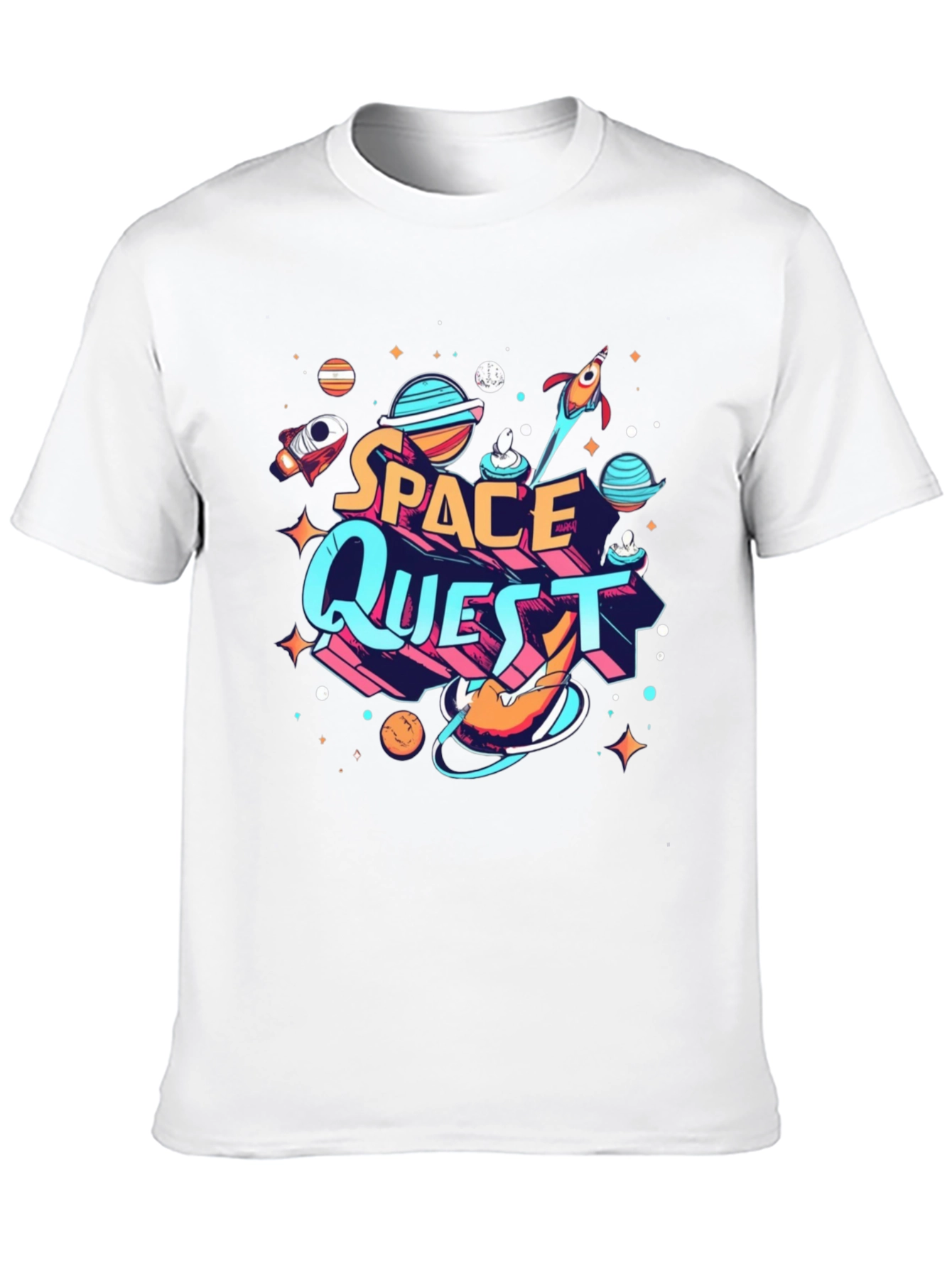 Space Quest Graphic T-Shirt - Black Crew Neck